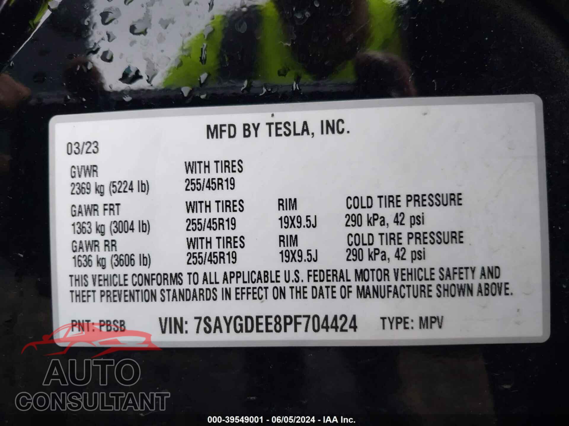 TESLA MODEL Y 2023 - 7SAYGDEE8PF704424