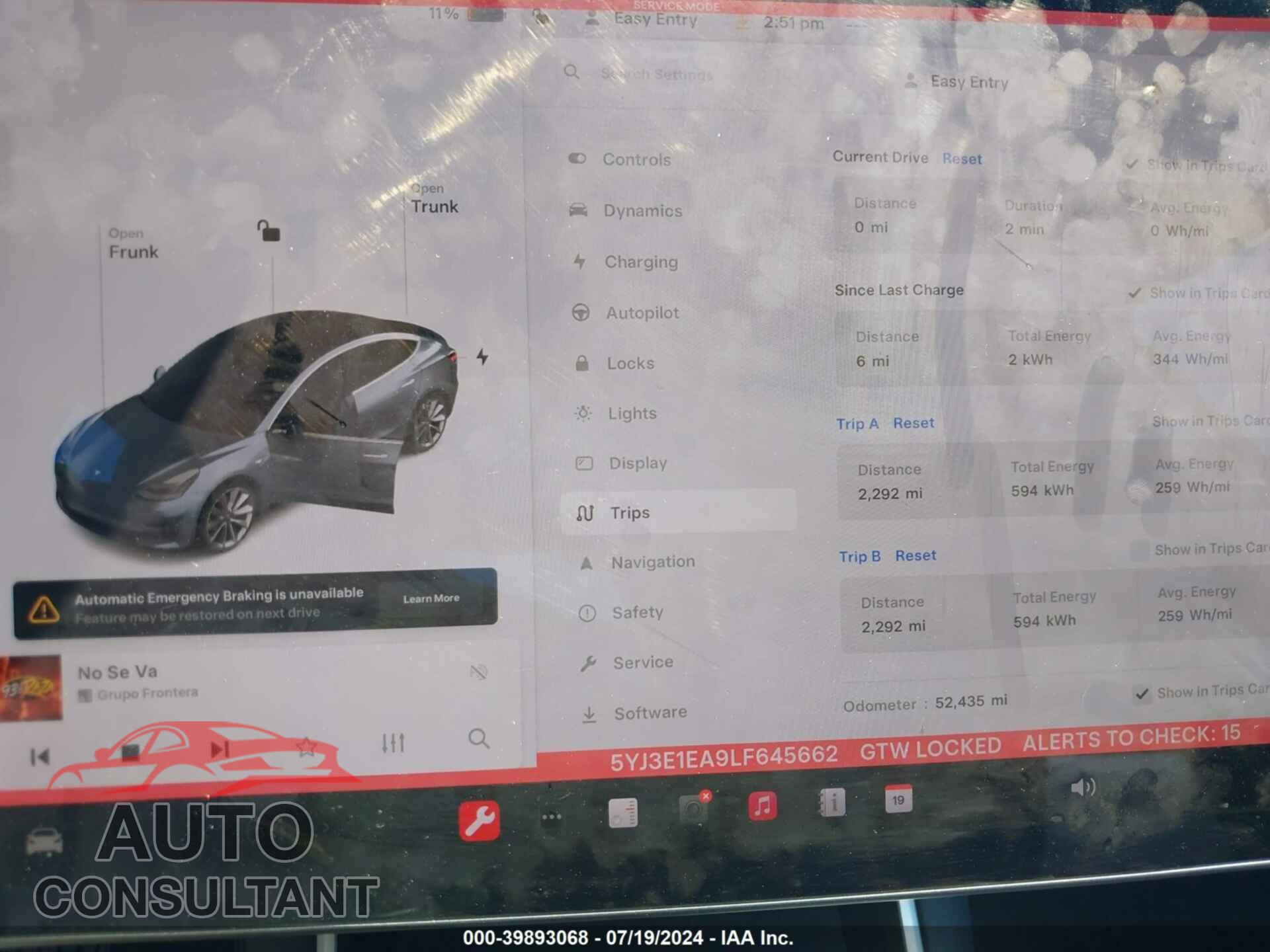 TESLA MODEL 3 2020 - 5YJ3E1EA9LF645662