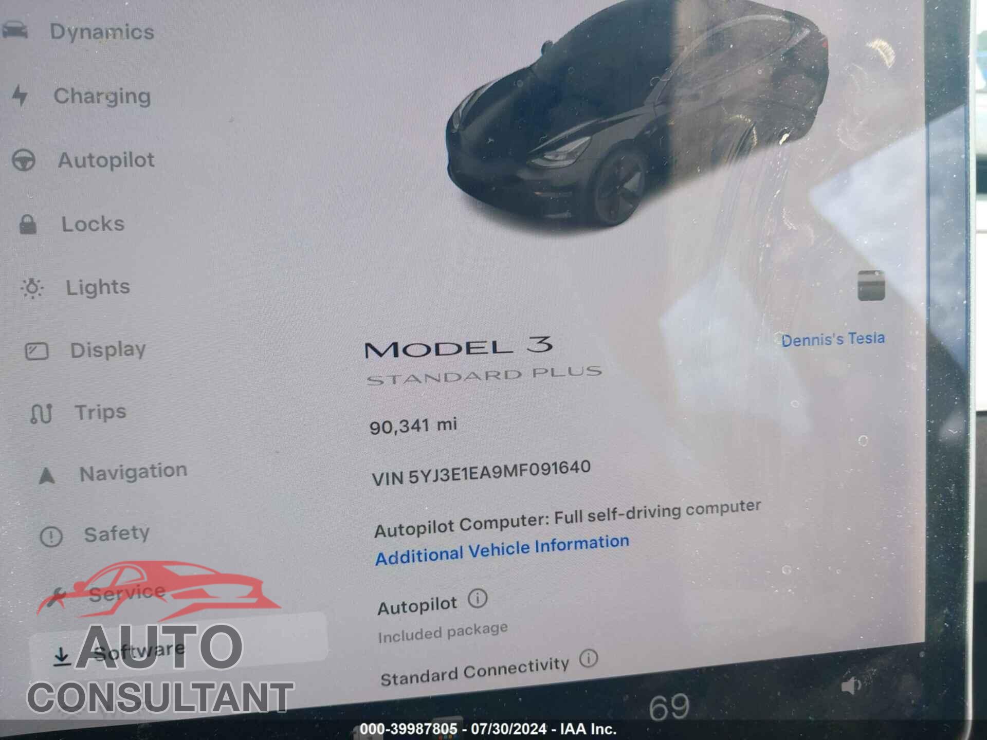 TESLA MODEL 3 2021 - 5YJ3E1EA9MF091640