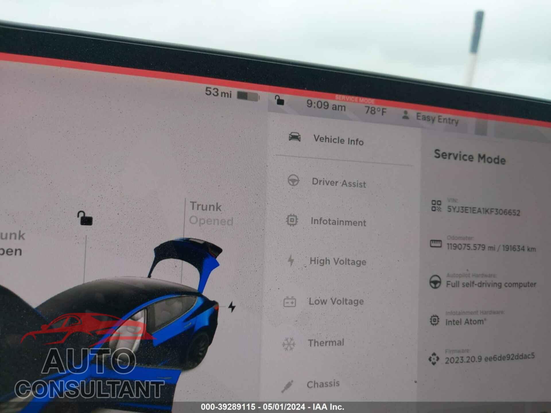 TESLA MODEL 3 2019 - 5YJ3E1EA1KF306652