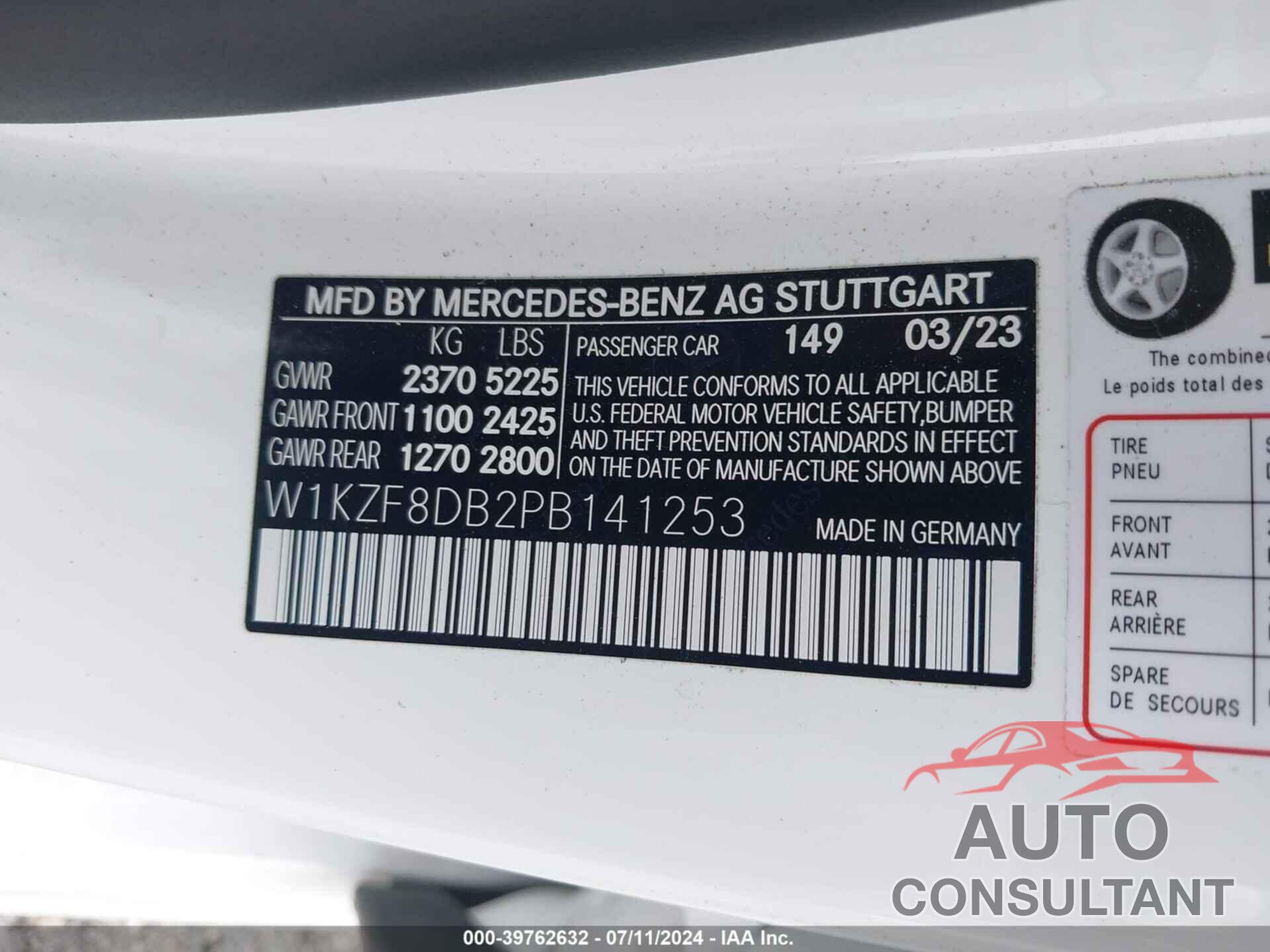 MERCEDES-BENZ E 350 2023 - W1KZF8DB2PB141253