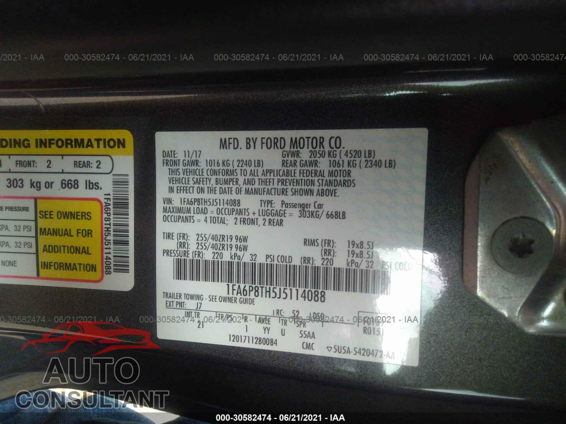 FORD MUSTANG 2018 - 1FA6P8TH5J5114088