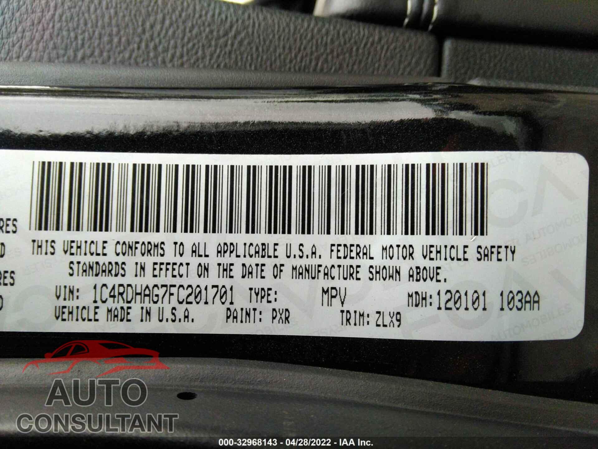 DODGE DURANGO 2015 - 1C4RDHAG7FC201701