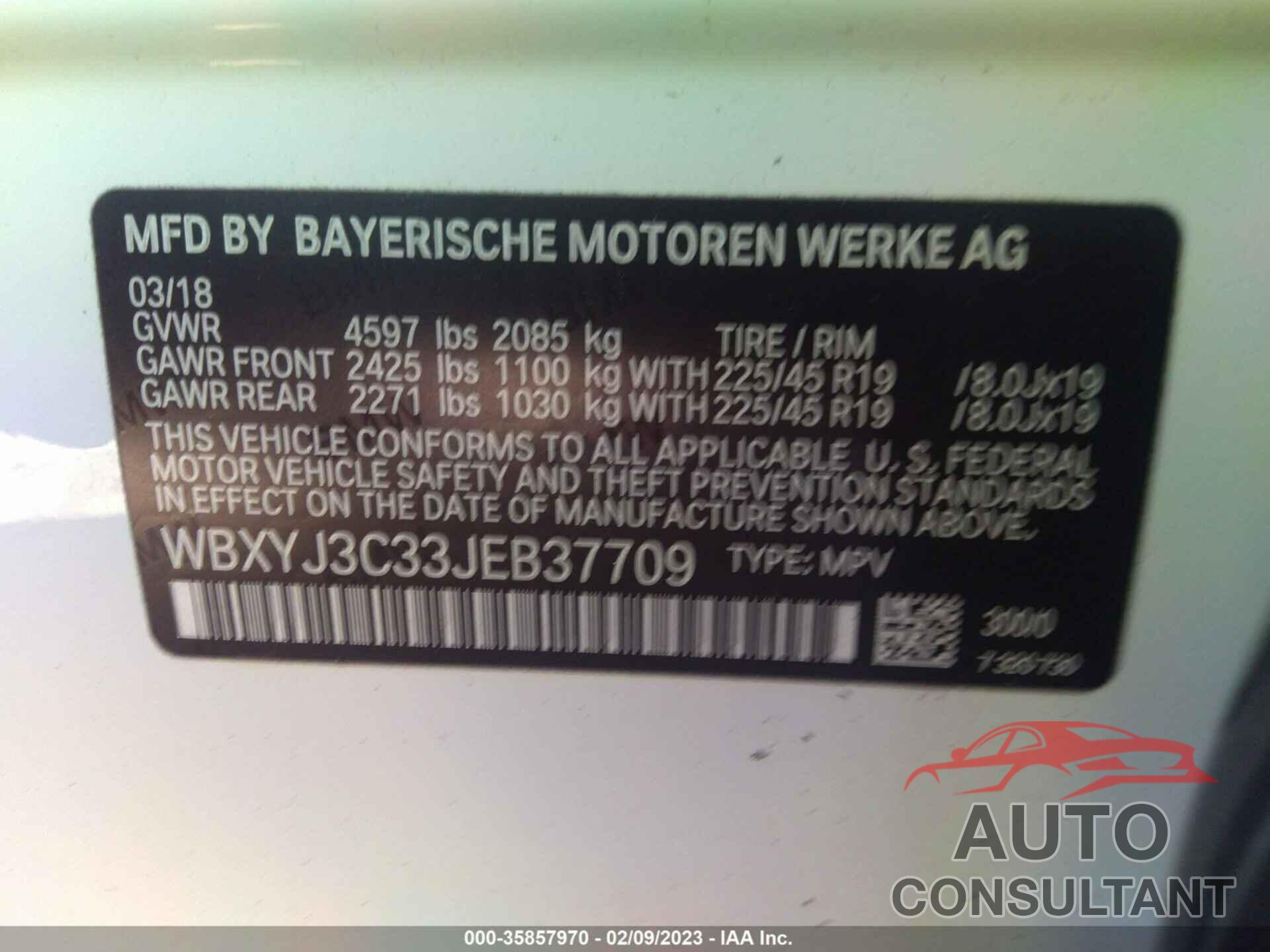 BMW X2 2018 - WBXYJ3C33JEB37709