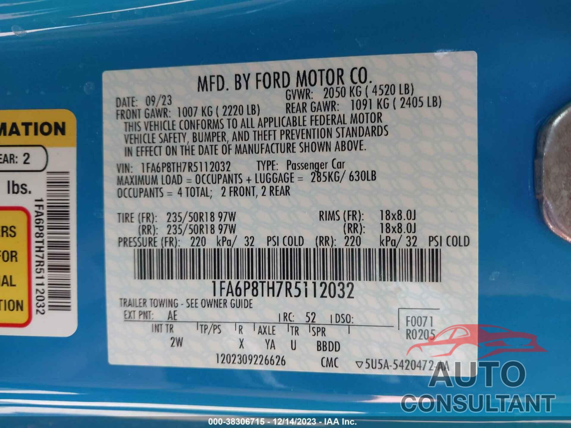 FORD MUSTANG 2024 - 1FA6P8TH7R5112032