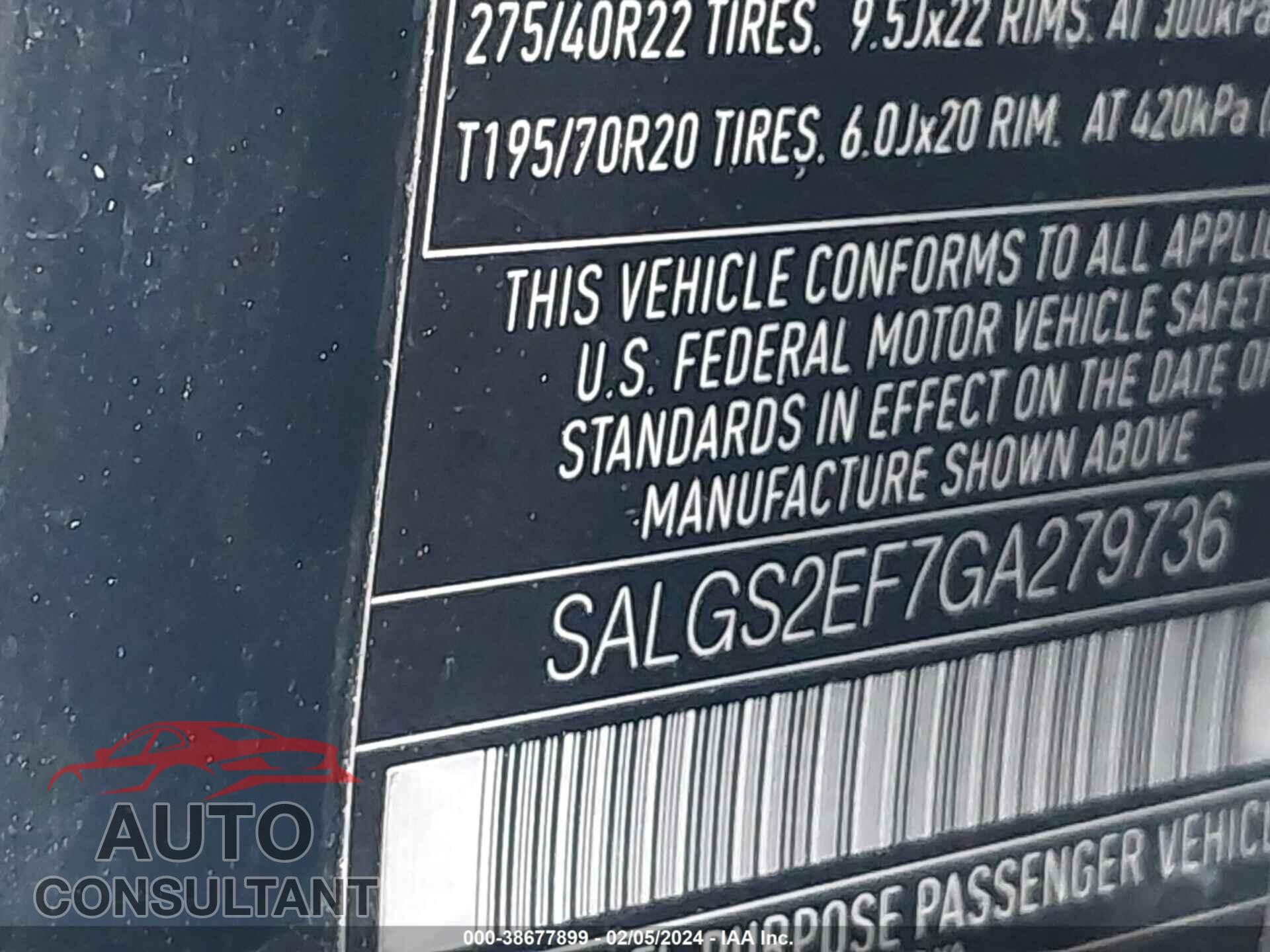 LAND ROVER RANGE ROVER 2016 - SALGS2EF7GA279736