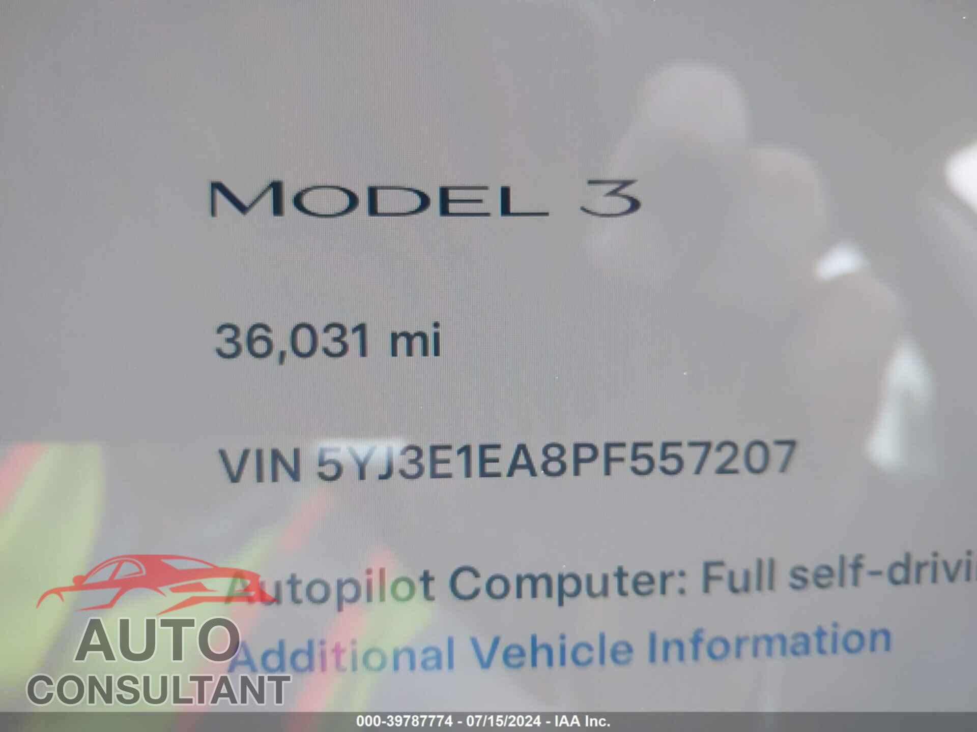 TESLA MODEL 3 2023 - 5YJ3E1EA8PF557207