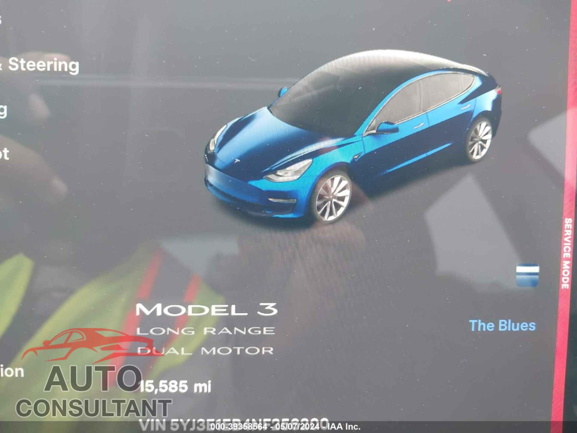 TESLA MODEL 3 2022 - 5YJ3E1EB4NF256200