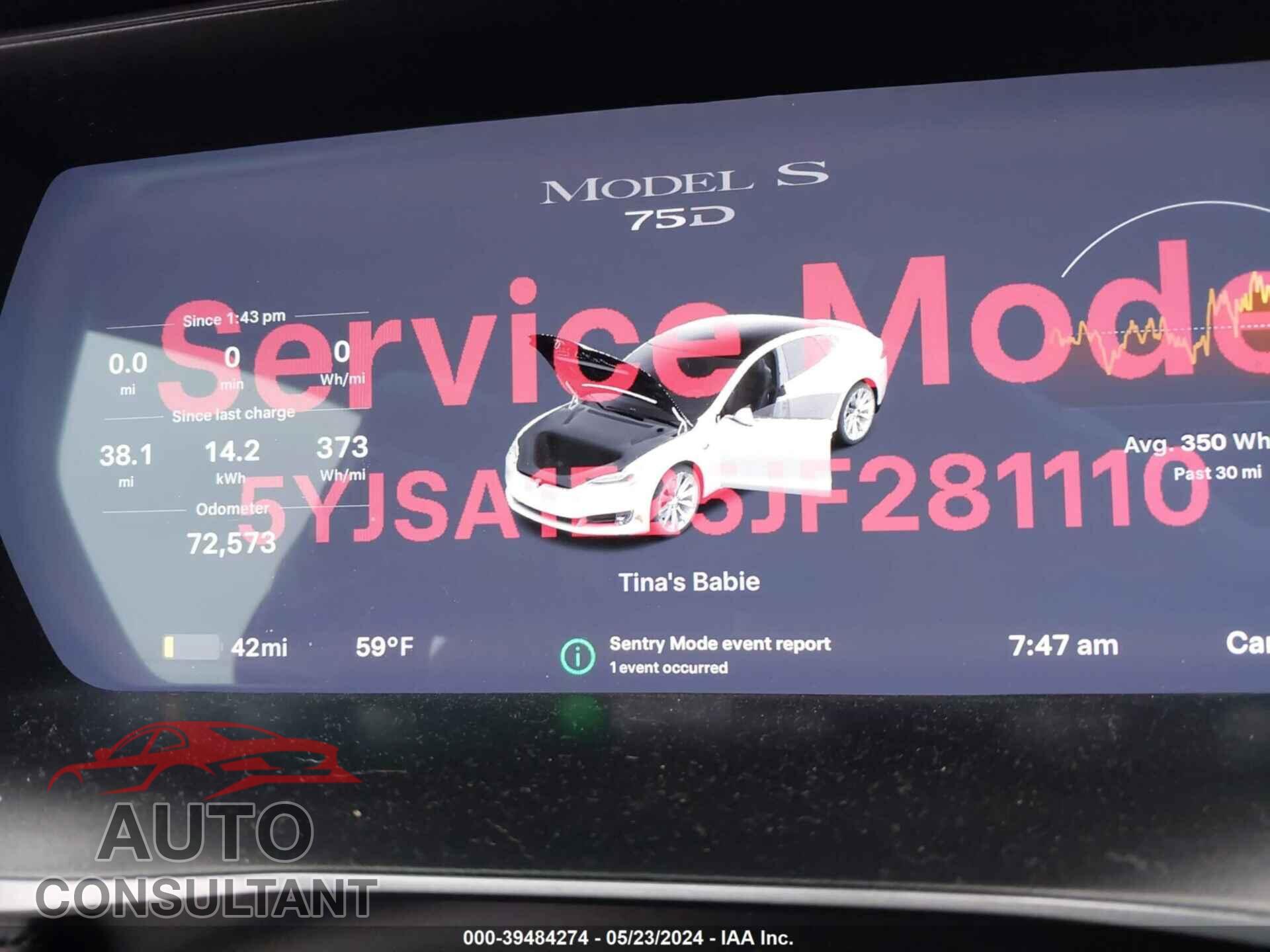 TESLA MODEL S 2018 - 5YJSA1E25JF281110
