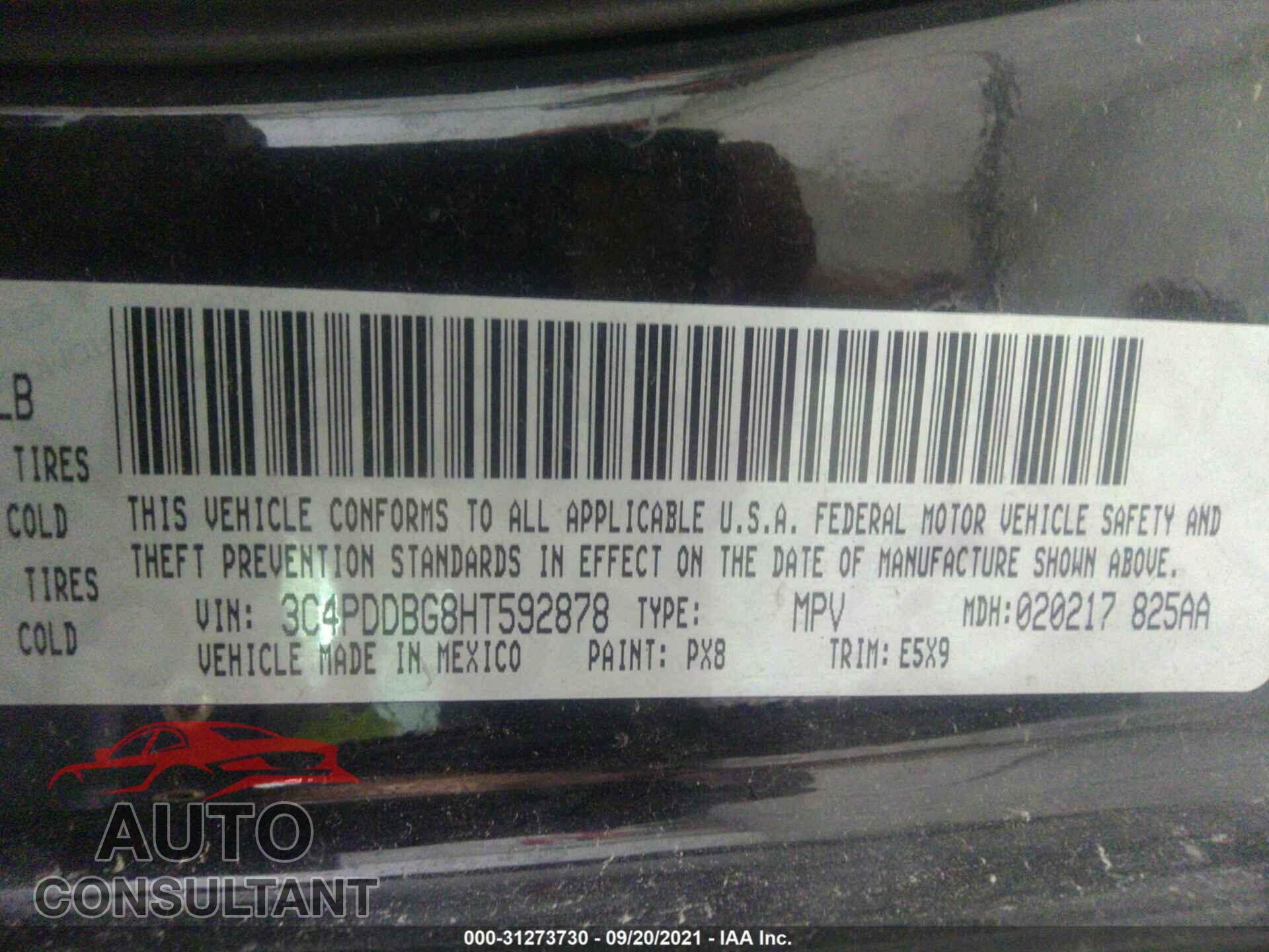 DODGE JOURNEY 2017 - 3C4PDDBG8HT592878