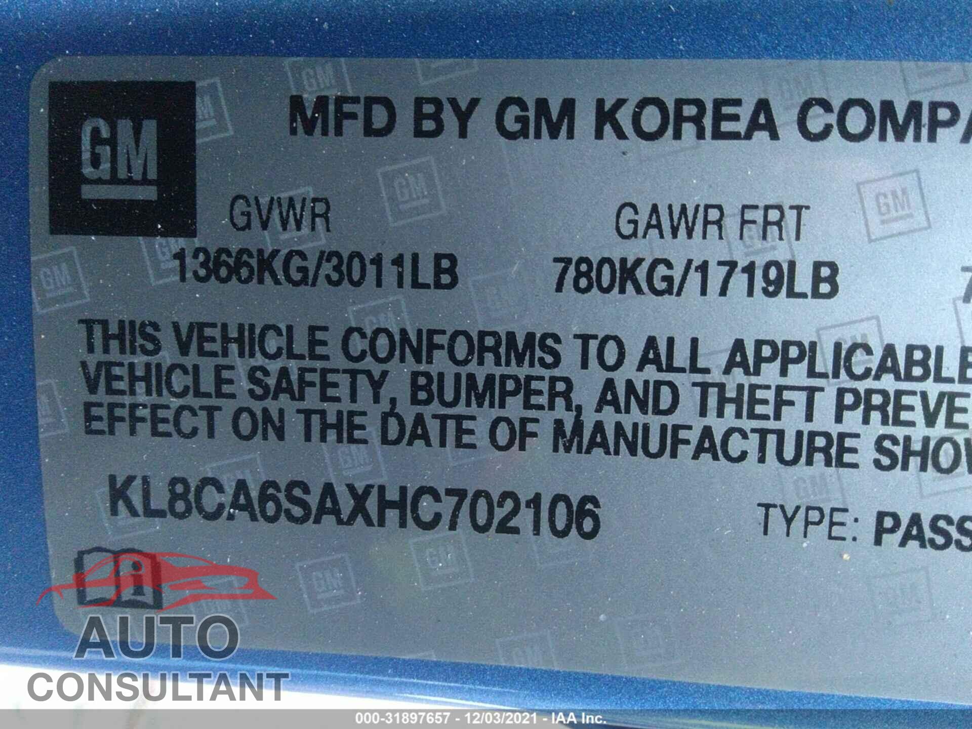 CHEVROLET SPARK 2017 - KL8CA6SAXHC702106