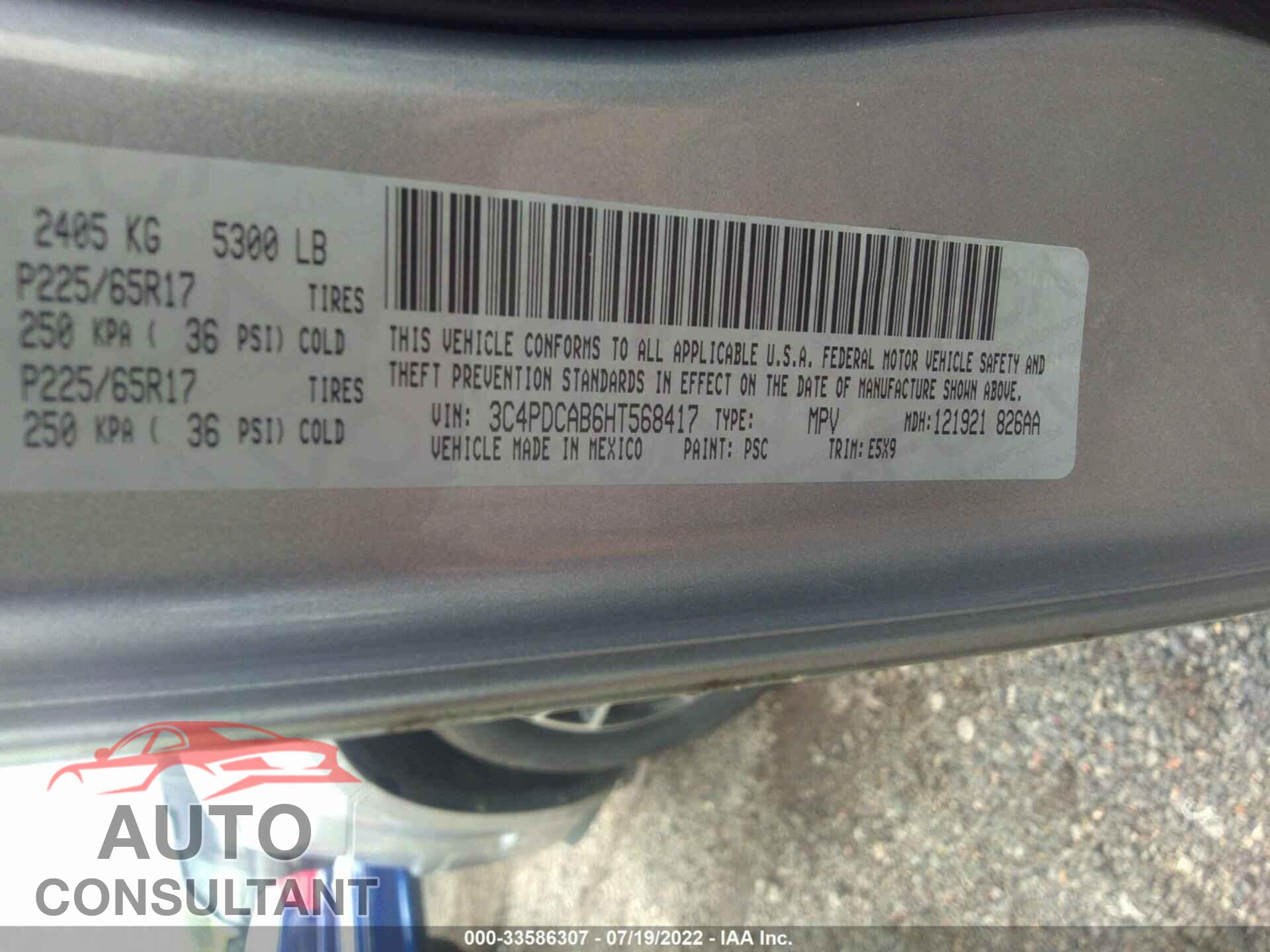 DODGE JOURNEY 2017 - 3C4PDCAB6HT568417