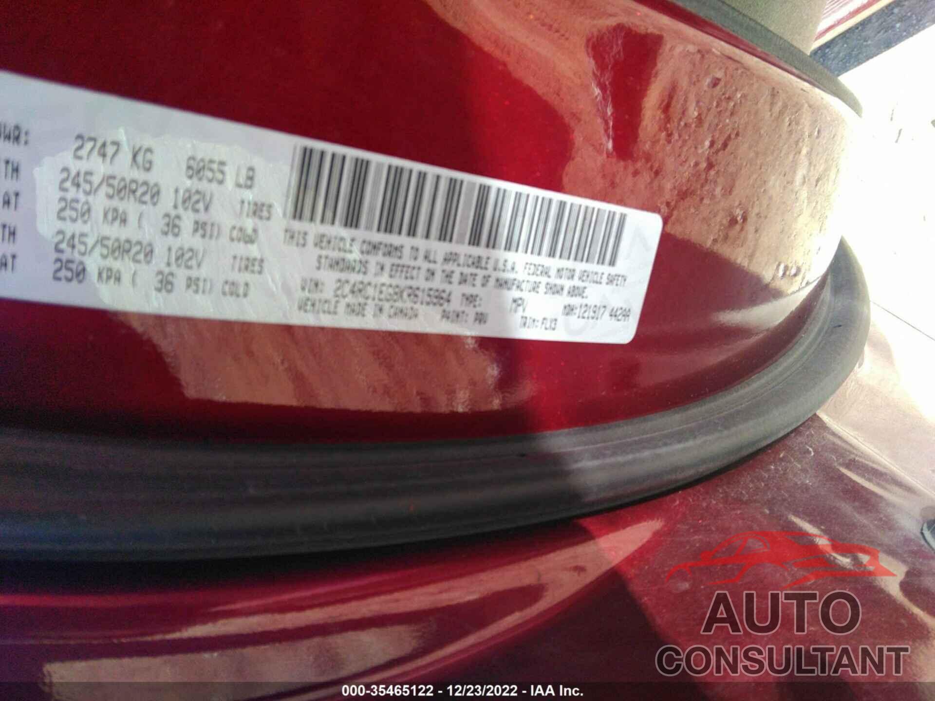 CHRYSLER PACIFICA 2019 - 2C4RC1EG8KR615964
