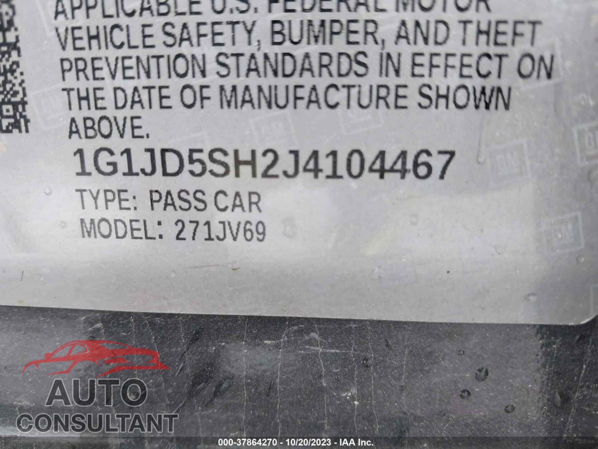 CHEVROLET SONIC 2018 - 1G1JD5SH2J4104467
