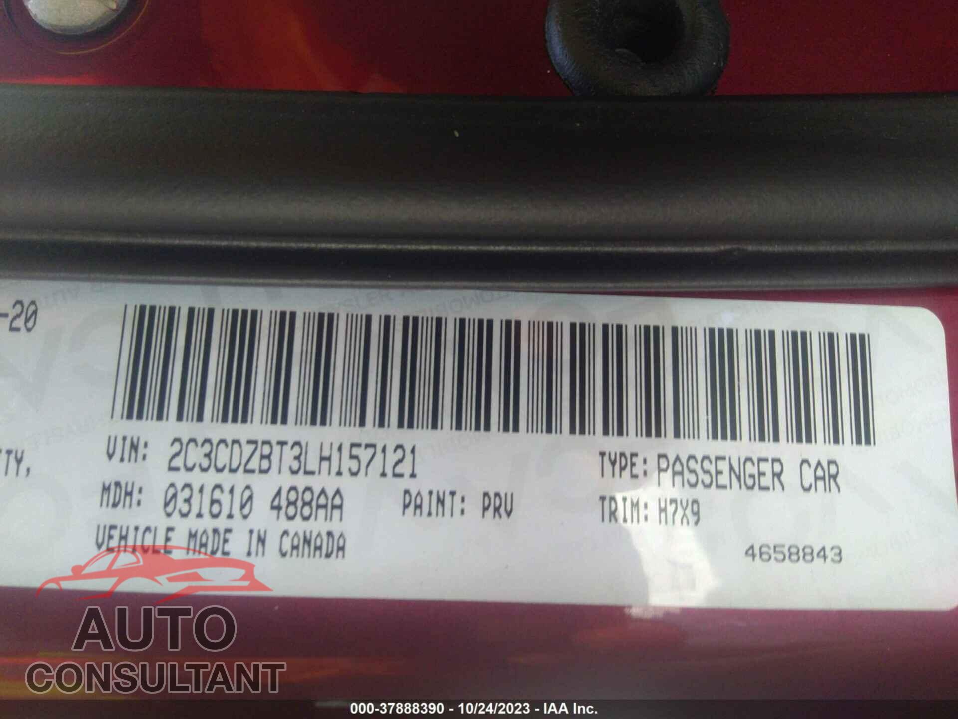 DODGE CHALLENGER 2020 - 2C3CDZBT3LH157121