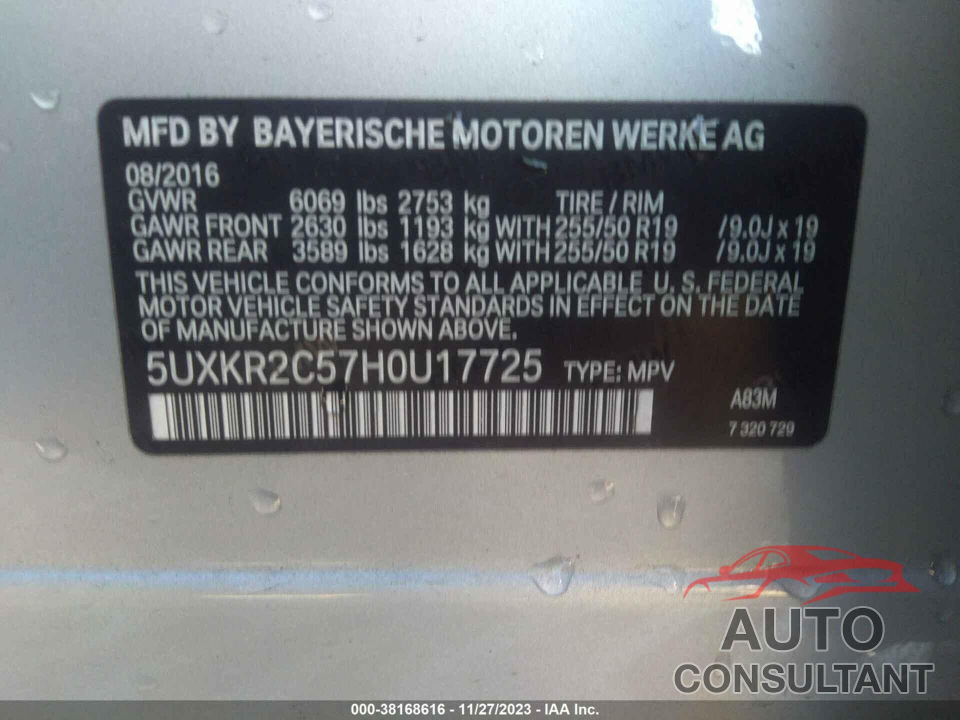BMW X5 2017 - 5UXKR2C57H0U17725