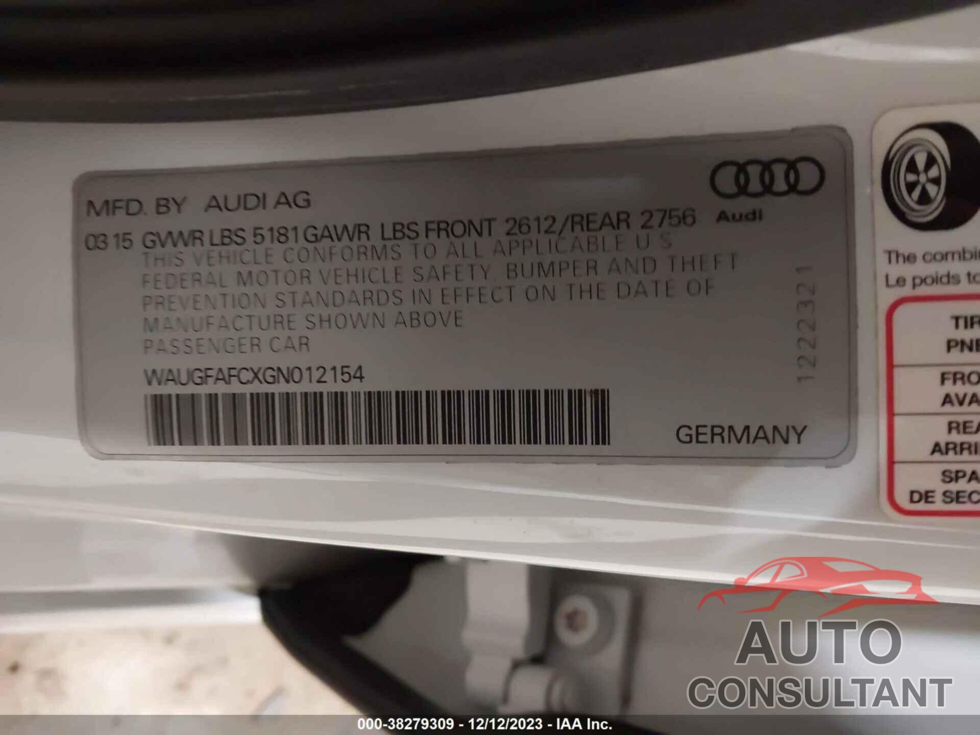 AUDI A6 2016 - WAUGFAFCXGN012154