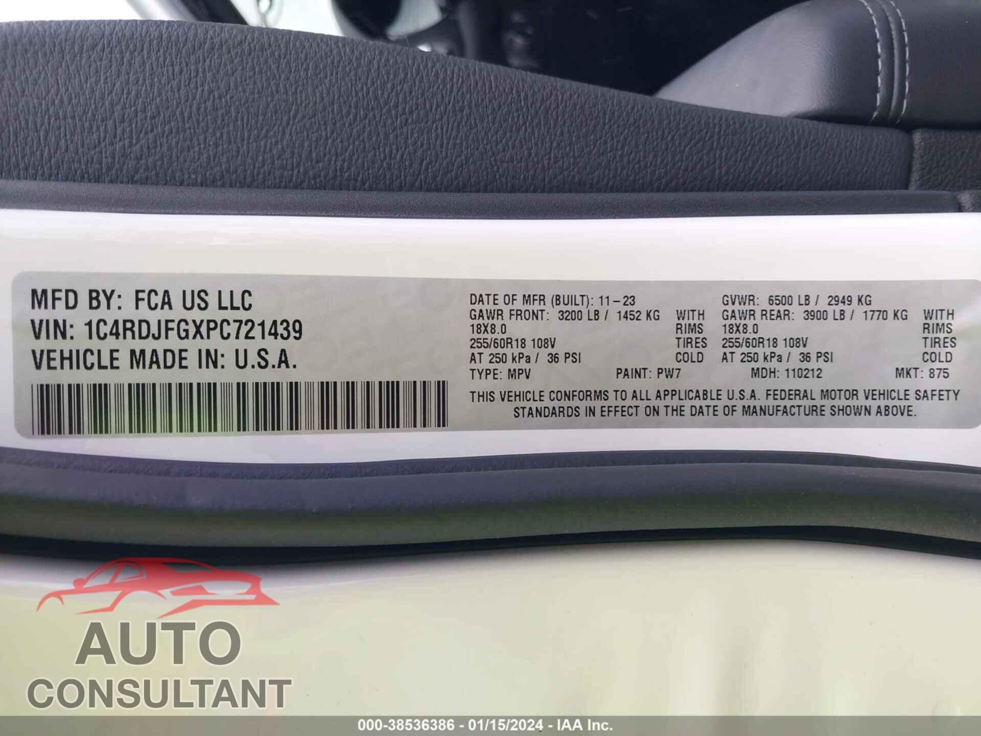 DODGE DURANGO 2023 - 1C4RDJFGXPC721439