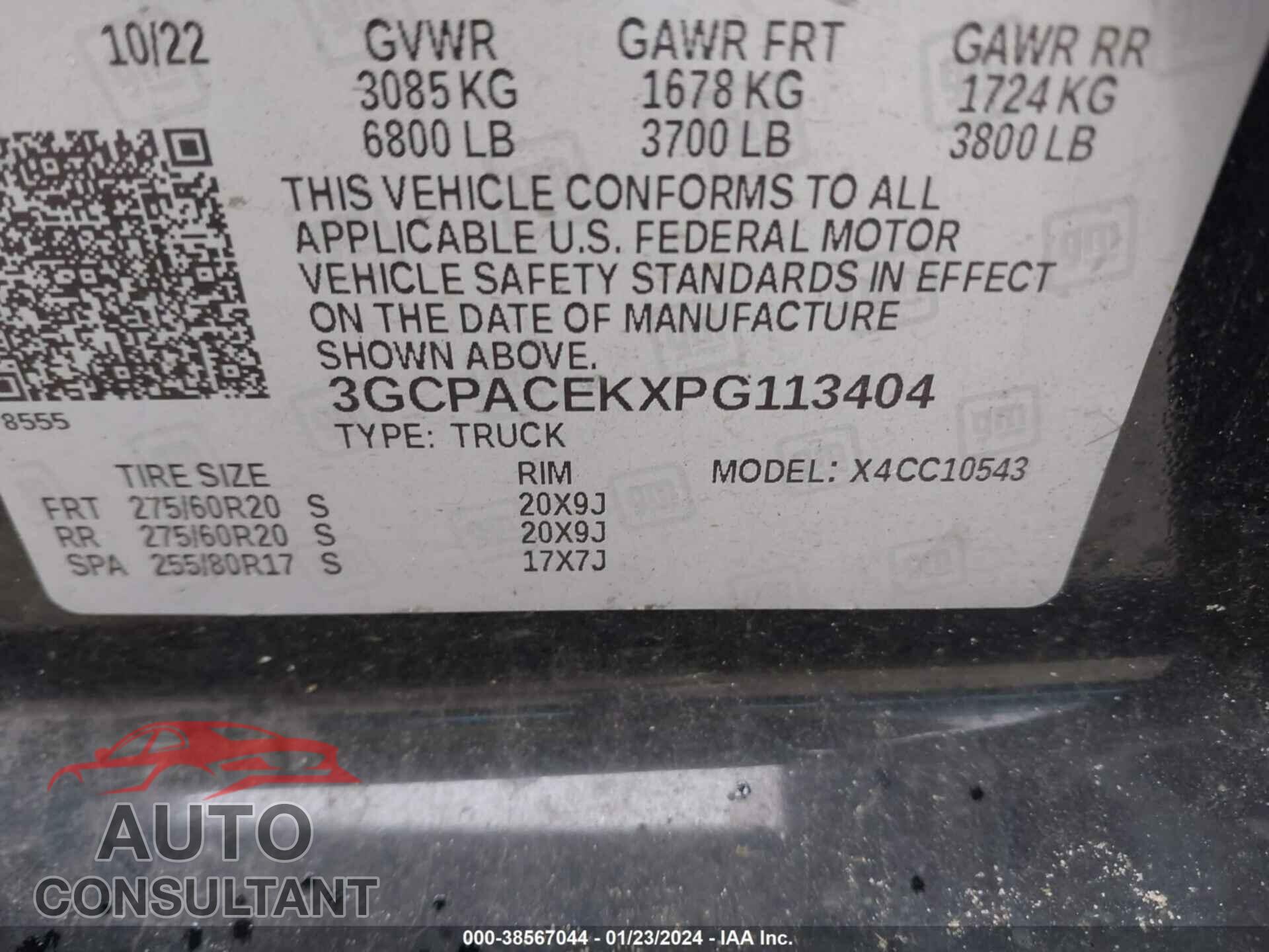 CHEVROLET SILVERADO 1500 2023 - 3GCPACEKXPG113404