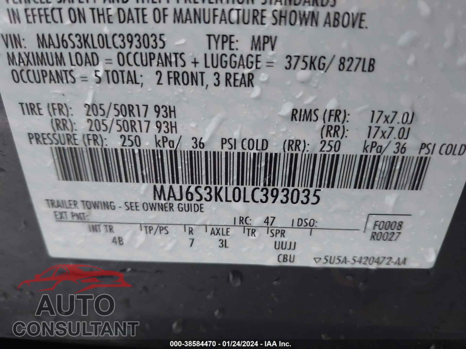 FORD ECOSPORT 2020 - MAJ6S3KL0LC393035