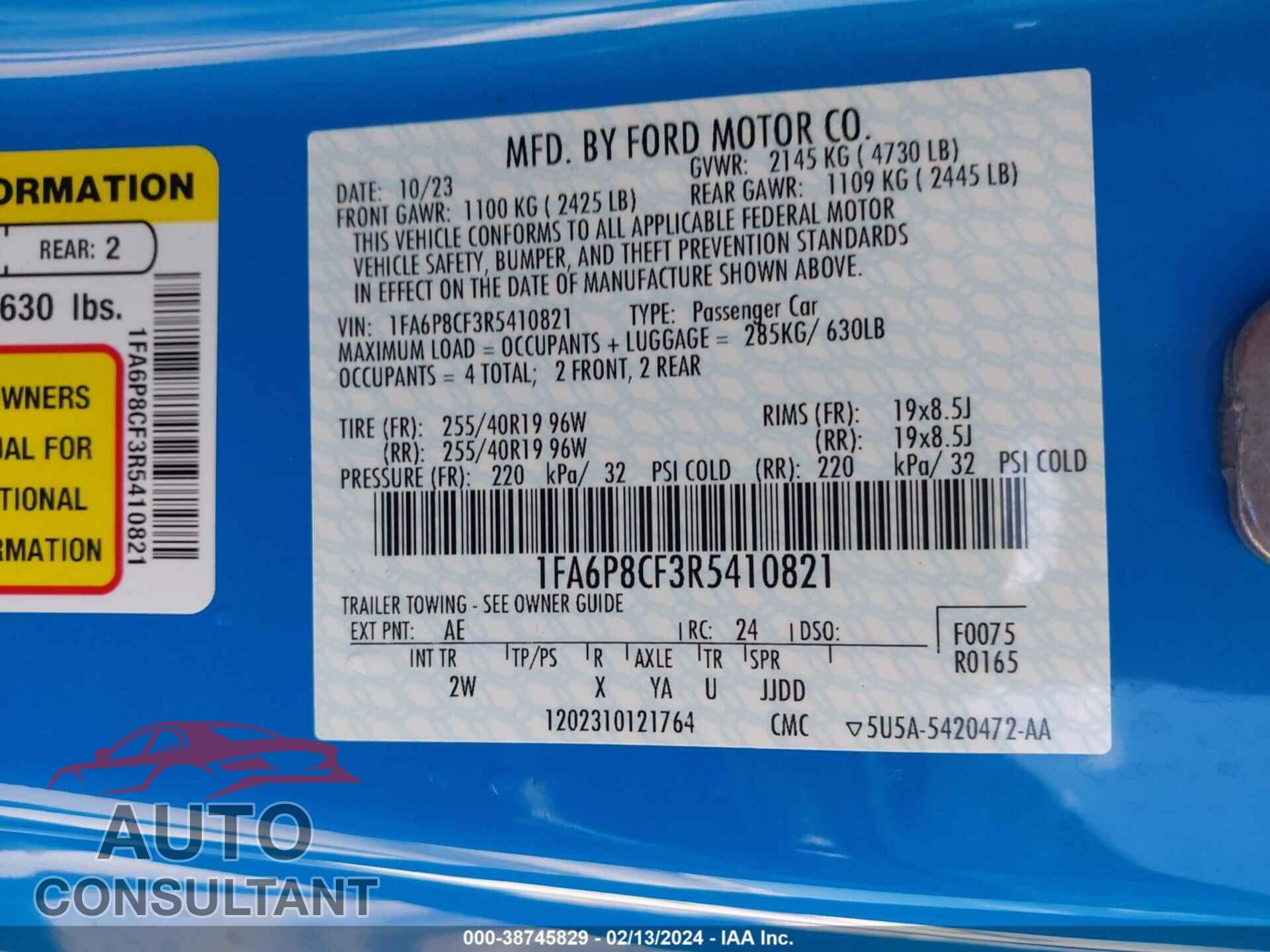 FORD MUSTANG 2024 - 1FA6P8CF3R5410821
