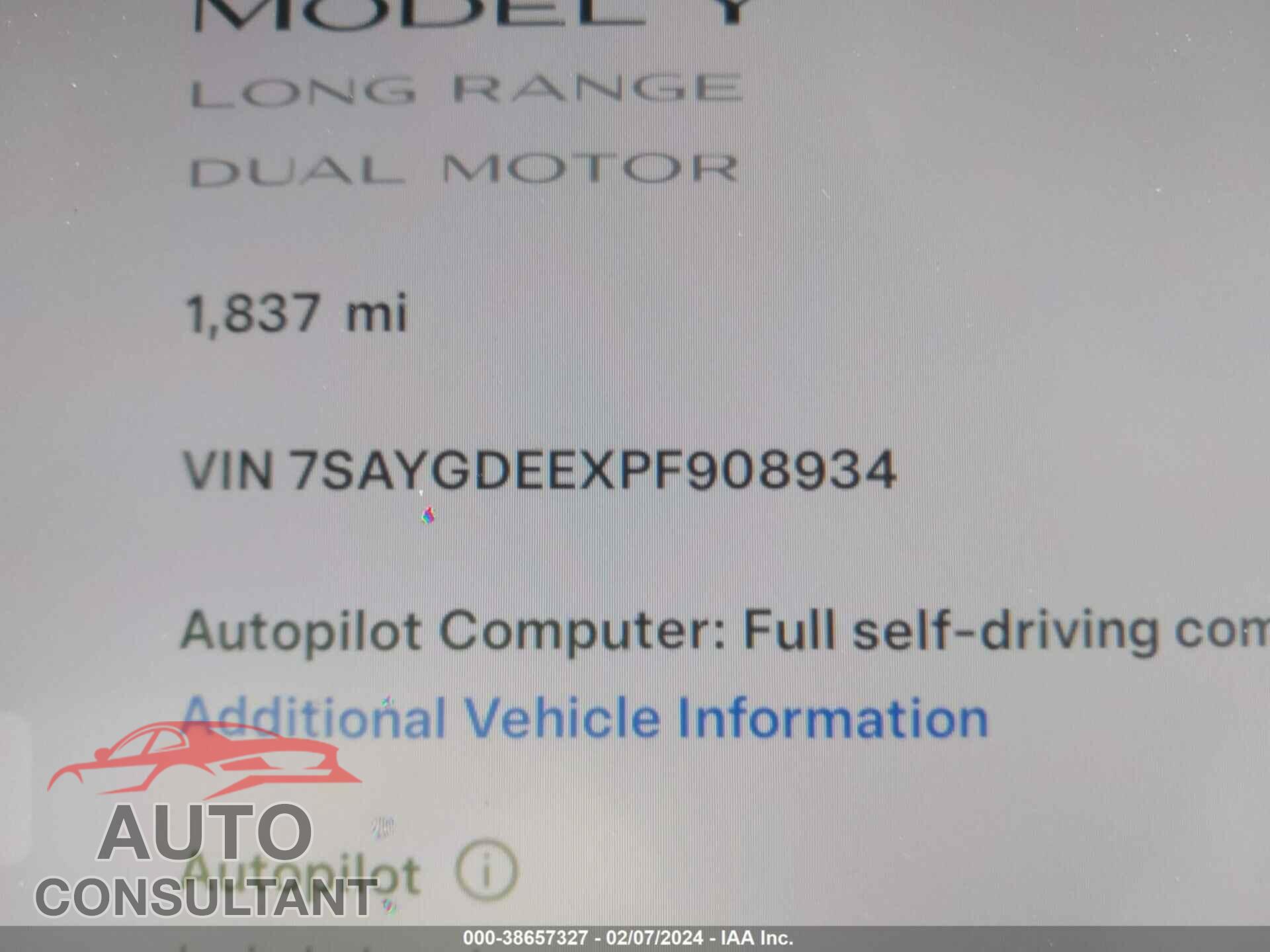 TESLA MODEL Y 2023 - 7SAYGDEEXPF908934