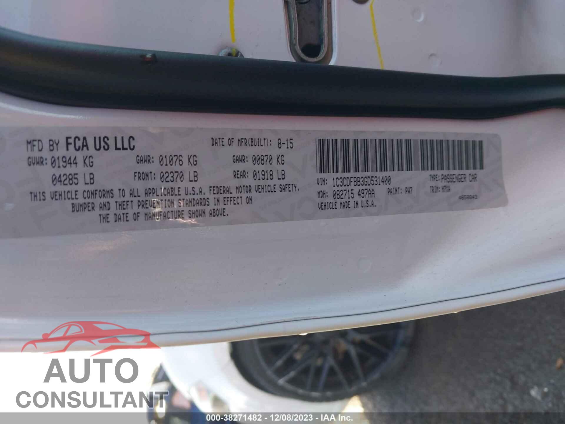 DODGE DART 2016 - 1C3CDFBB3GD531400