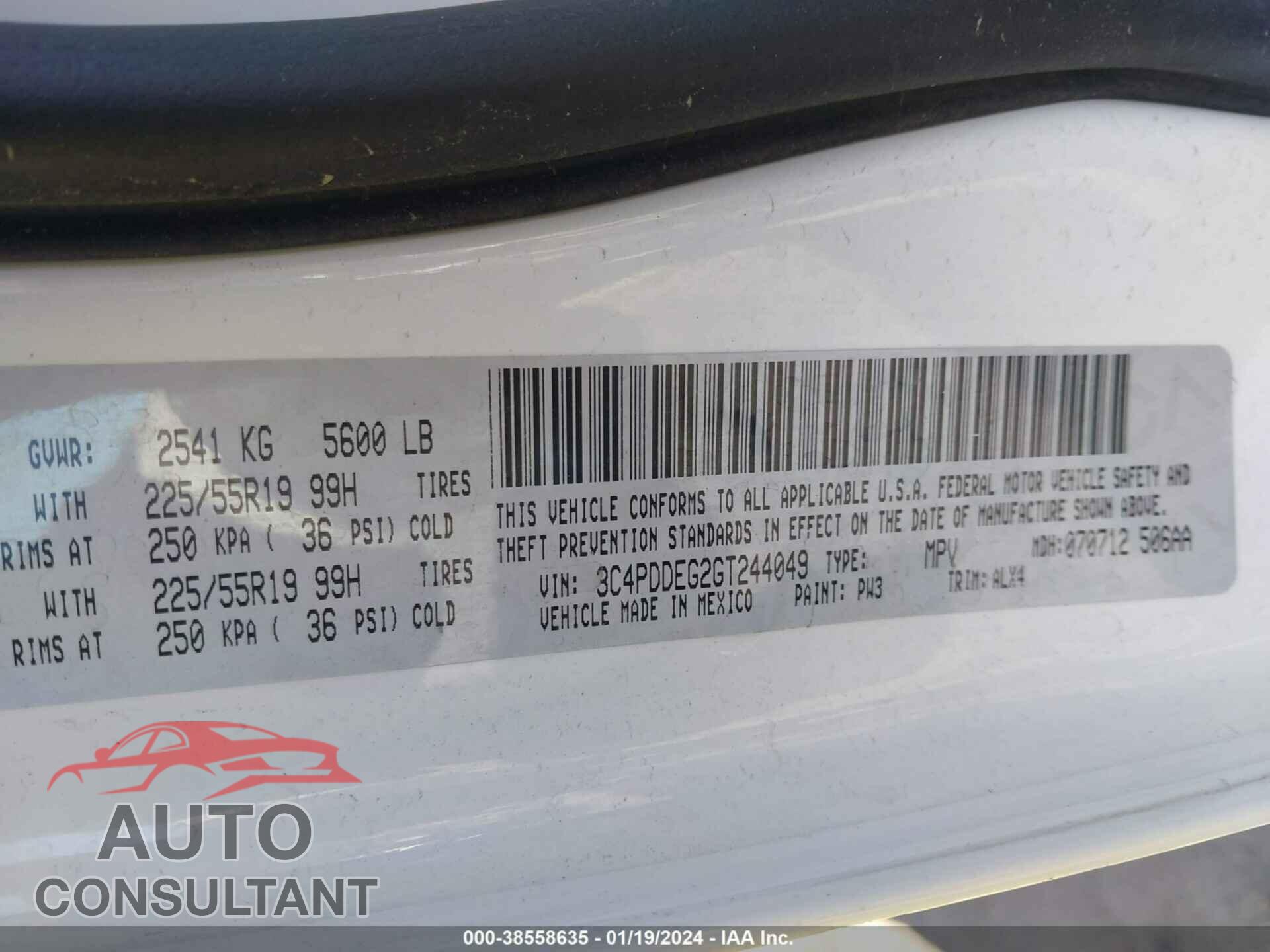 DODGE JOURNEY 2016 - 3C4PDDEG2GT244049