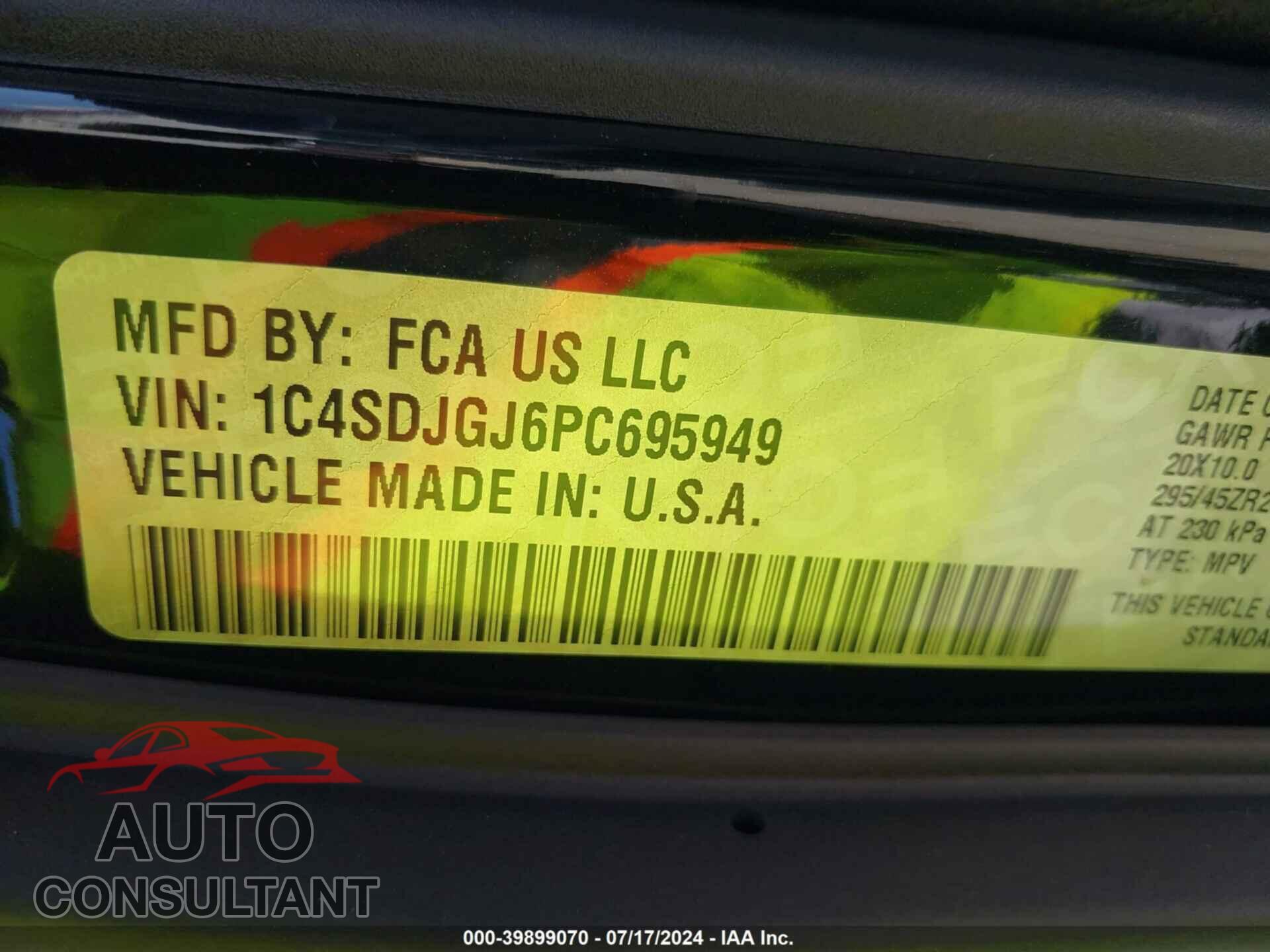 DODGE DURANGO 2023 - 1C4SDJGJ6PC695949