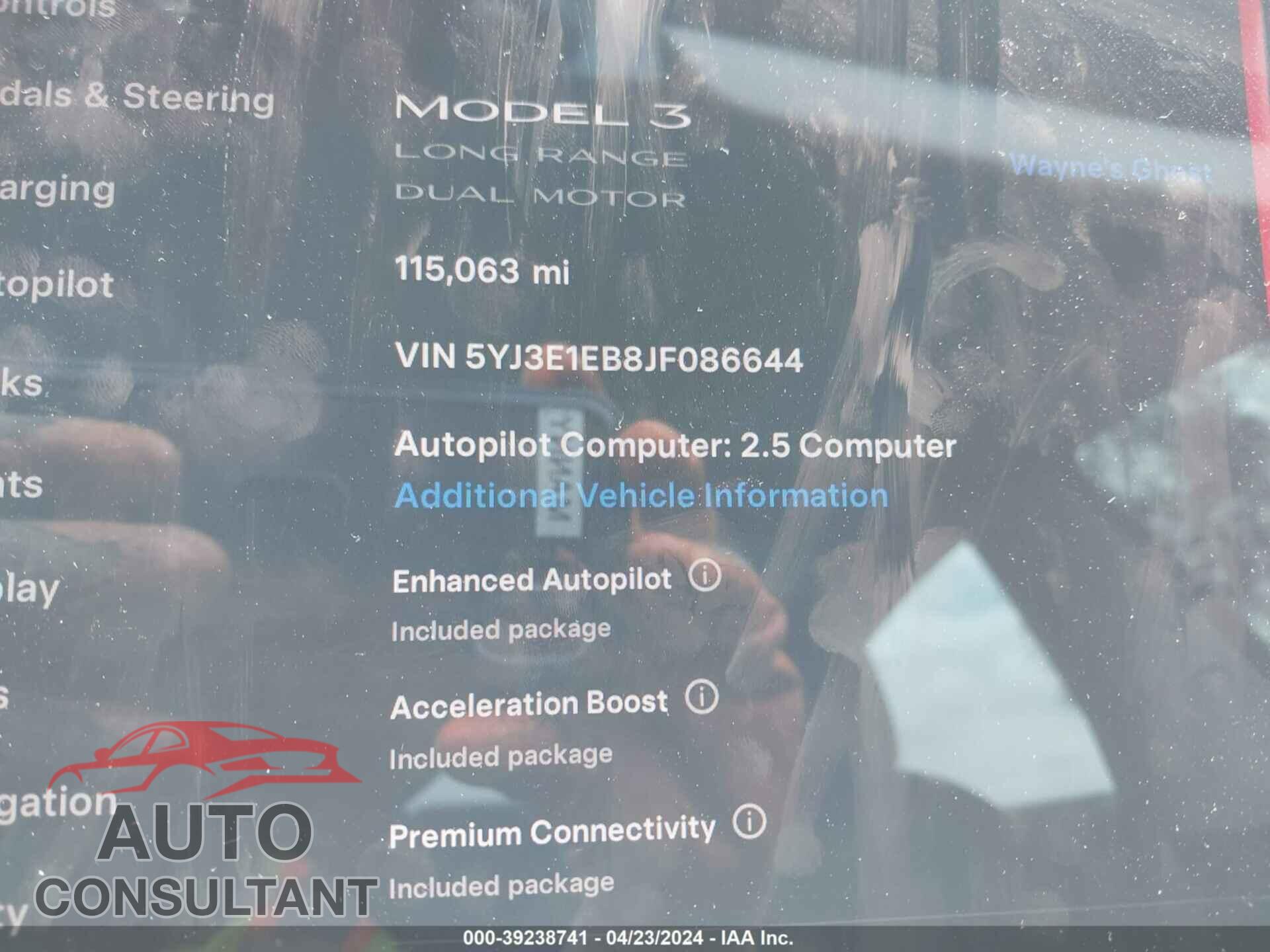 TESLA MODEL 3 2018 - 5YJ3E1EB8JF086644