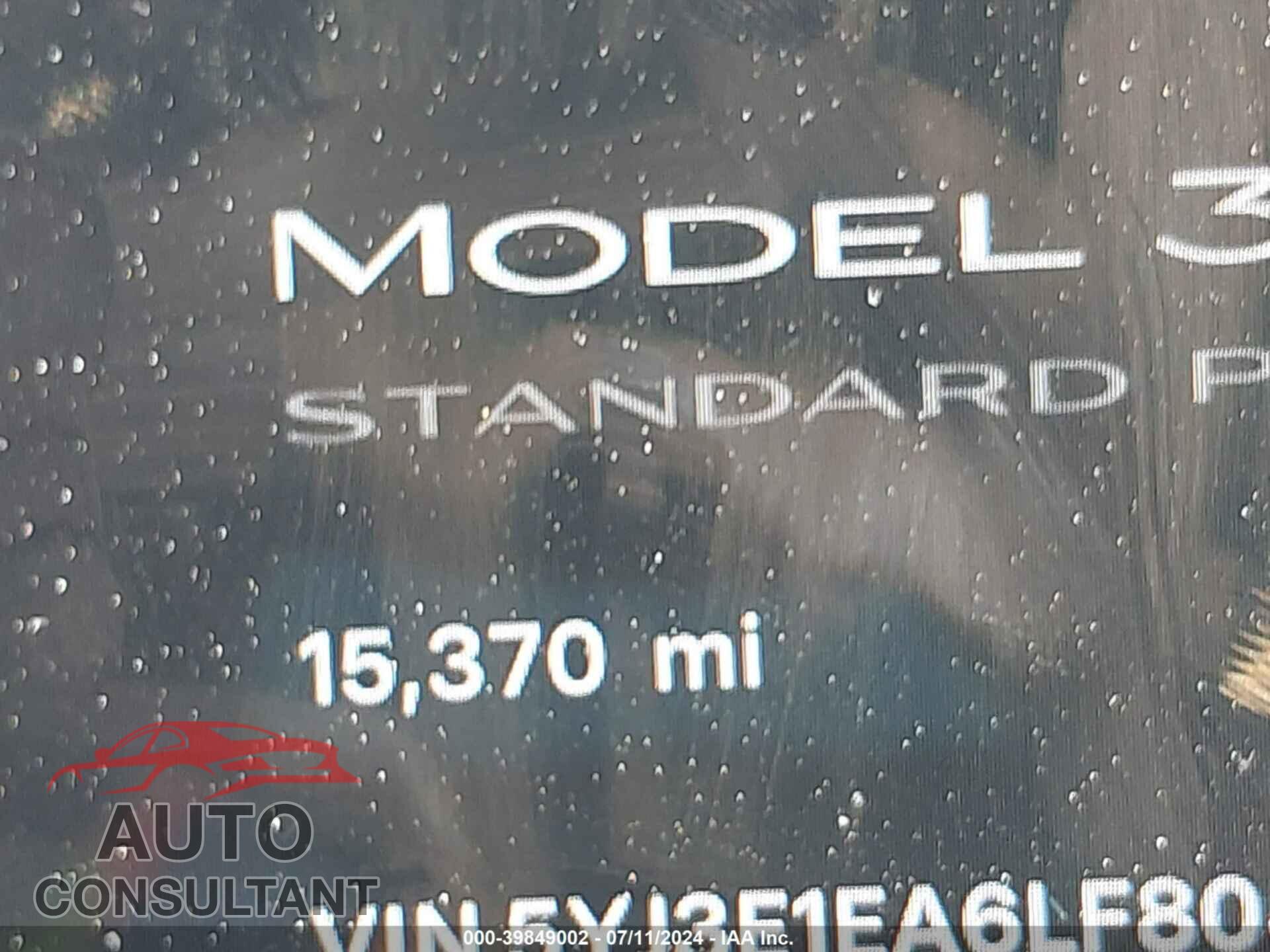 TESLA MODEL 3 2020 - 5YJ3E1EA6LF804475