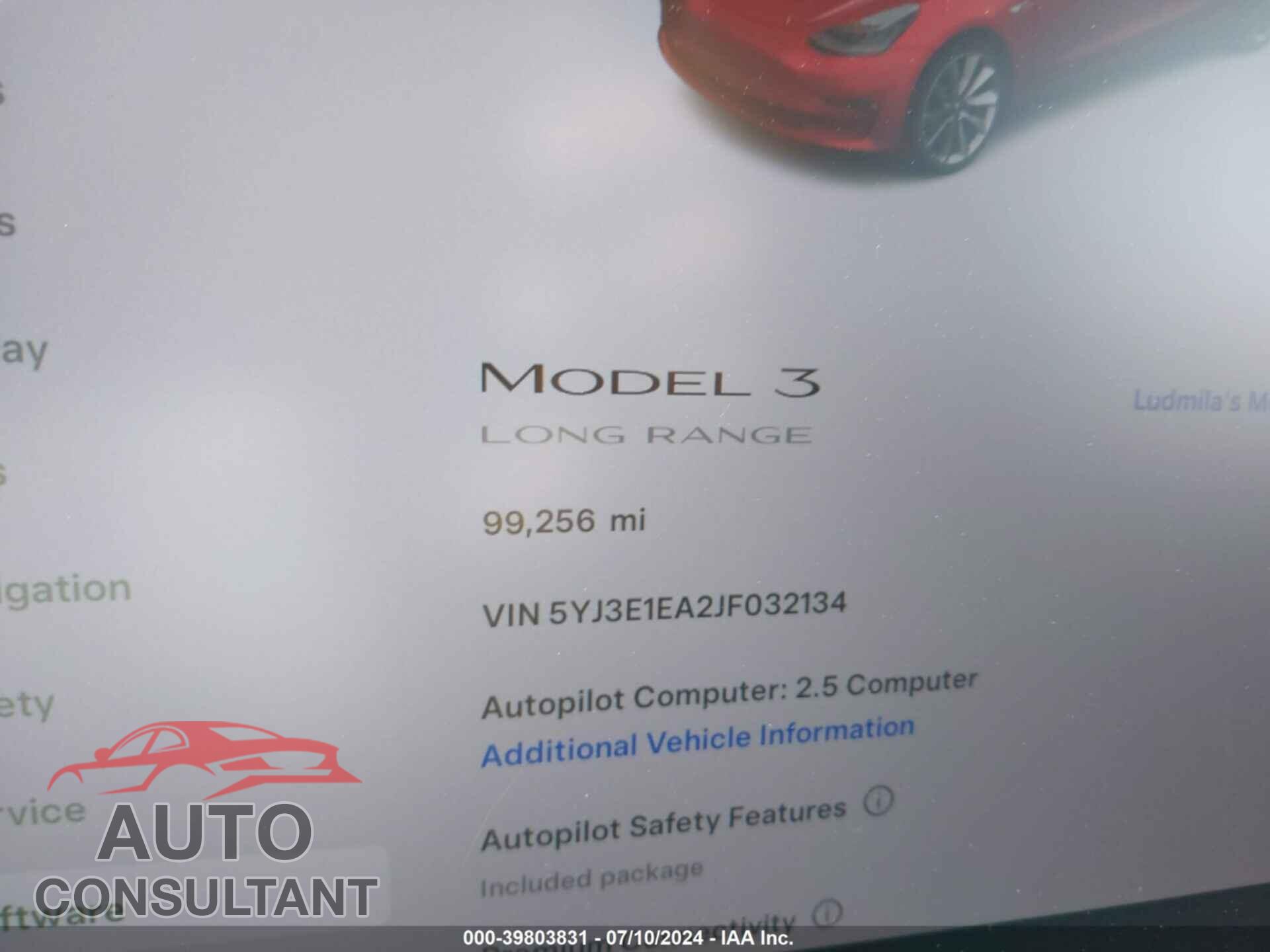 TESLA MODEL 3 2018 - 5YJ3E1EA2JF032134