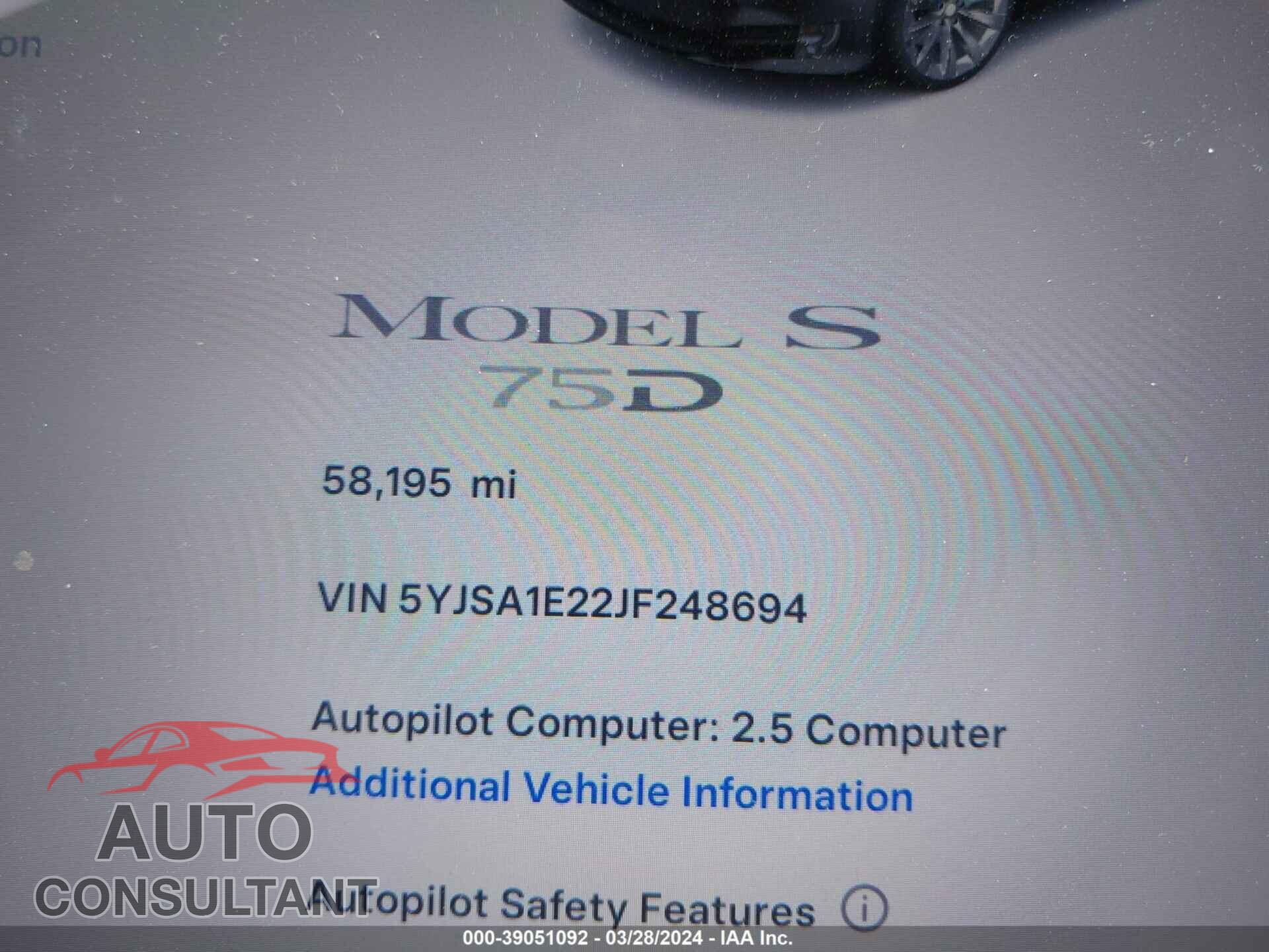 TESLA MODEL S 2018 - 5YJSA1E22JF248694