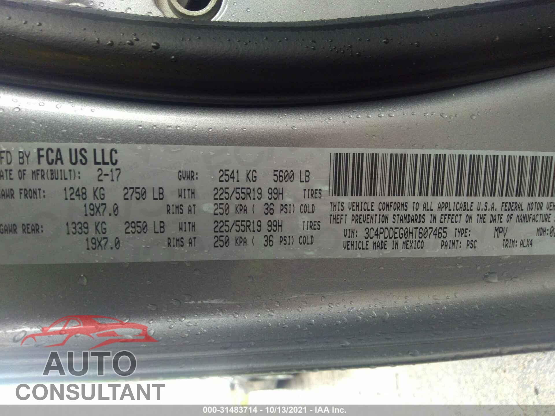 DODGE JOURNEY 2017 - 3C4PDDEG0HT607465