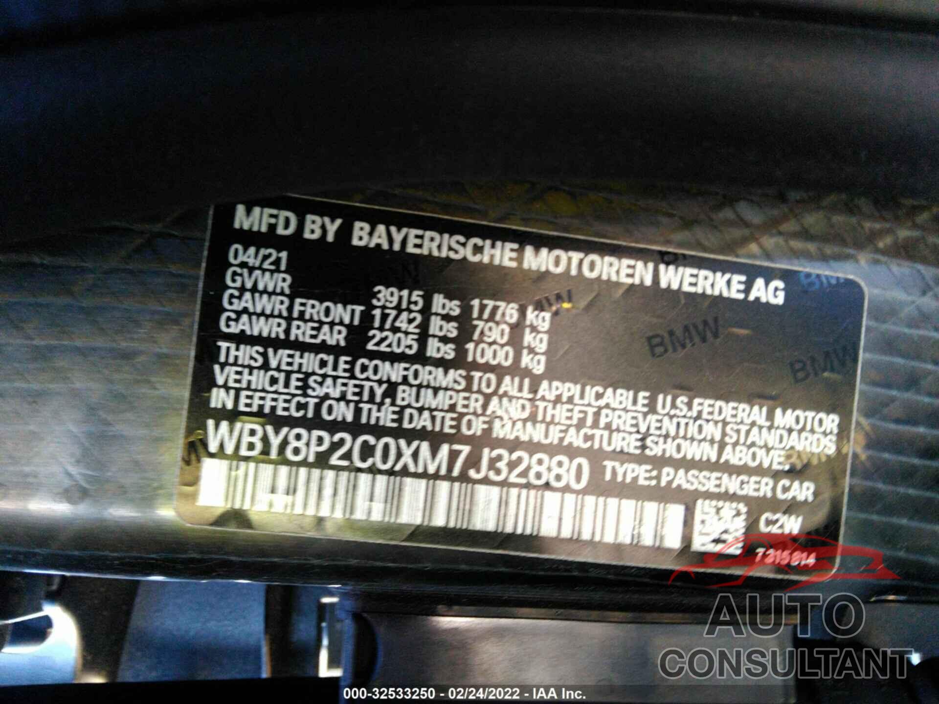 BMW I3 2021 - WBY8P2C0XM7J32880