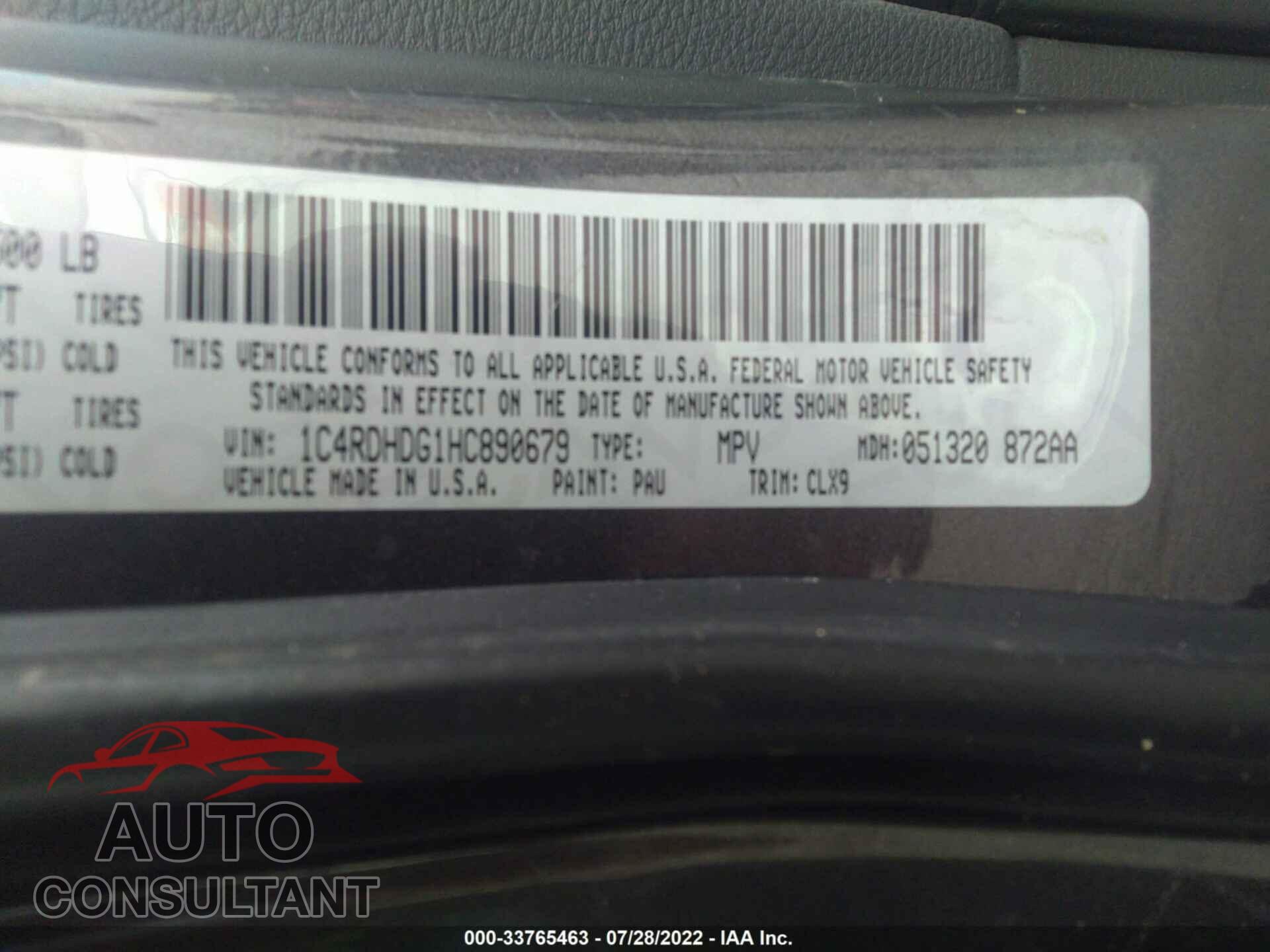 DODGE DURANGO 2017 - 1C4RDHDG1HC890679