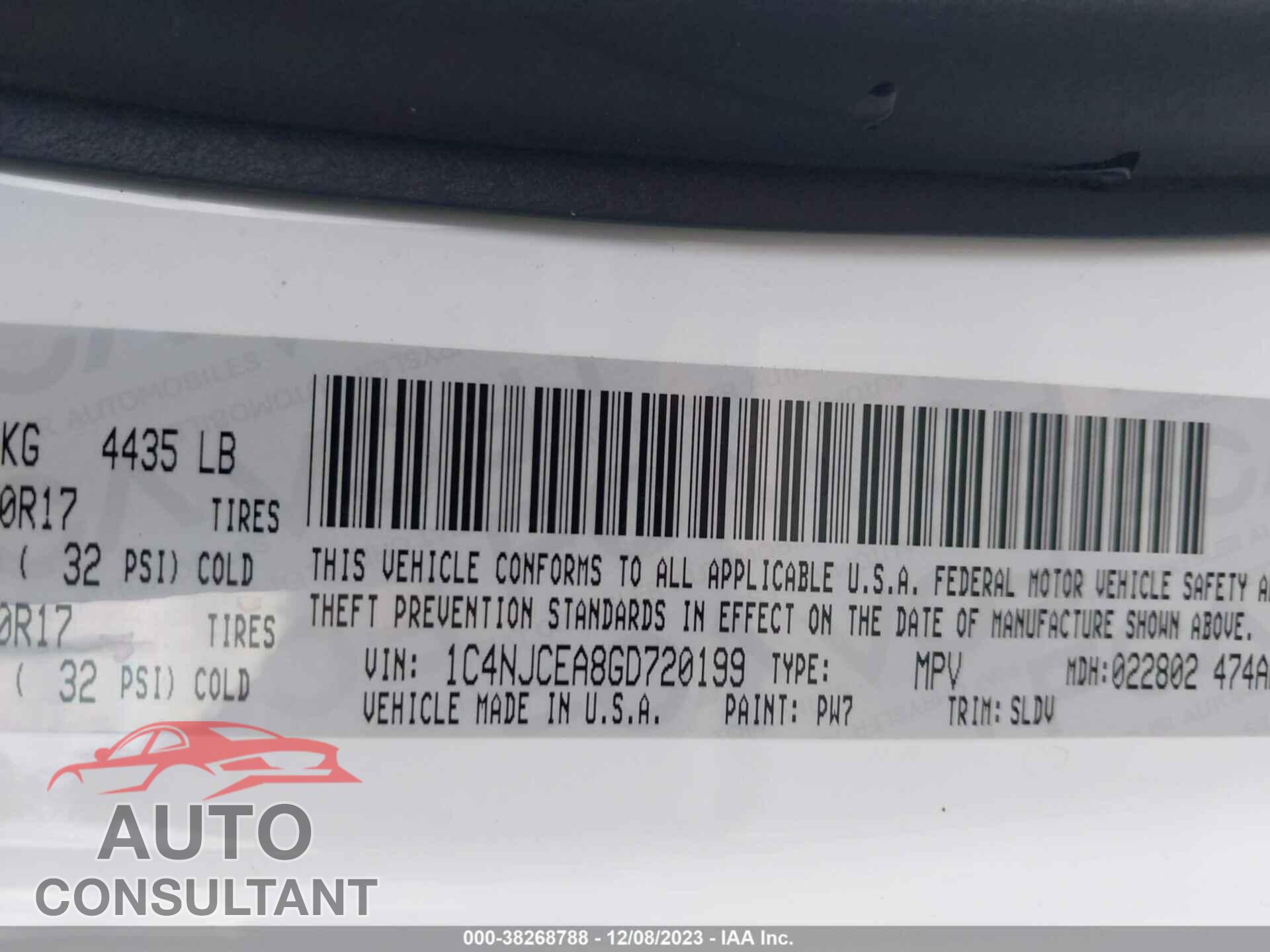 JEEP COMPASS 2016 - 1C4NJCEA8GD720199