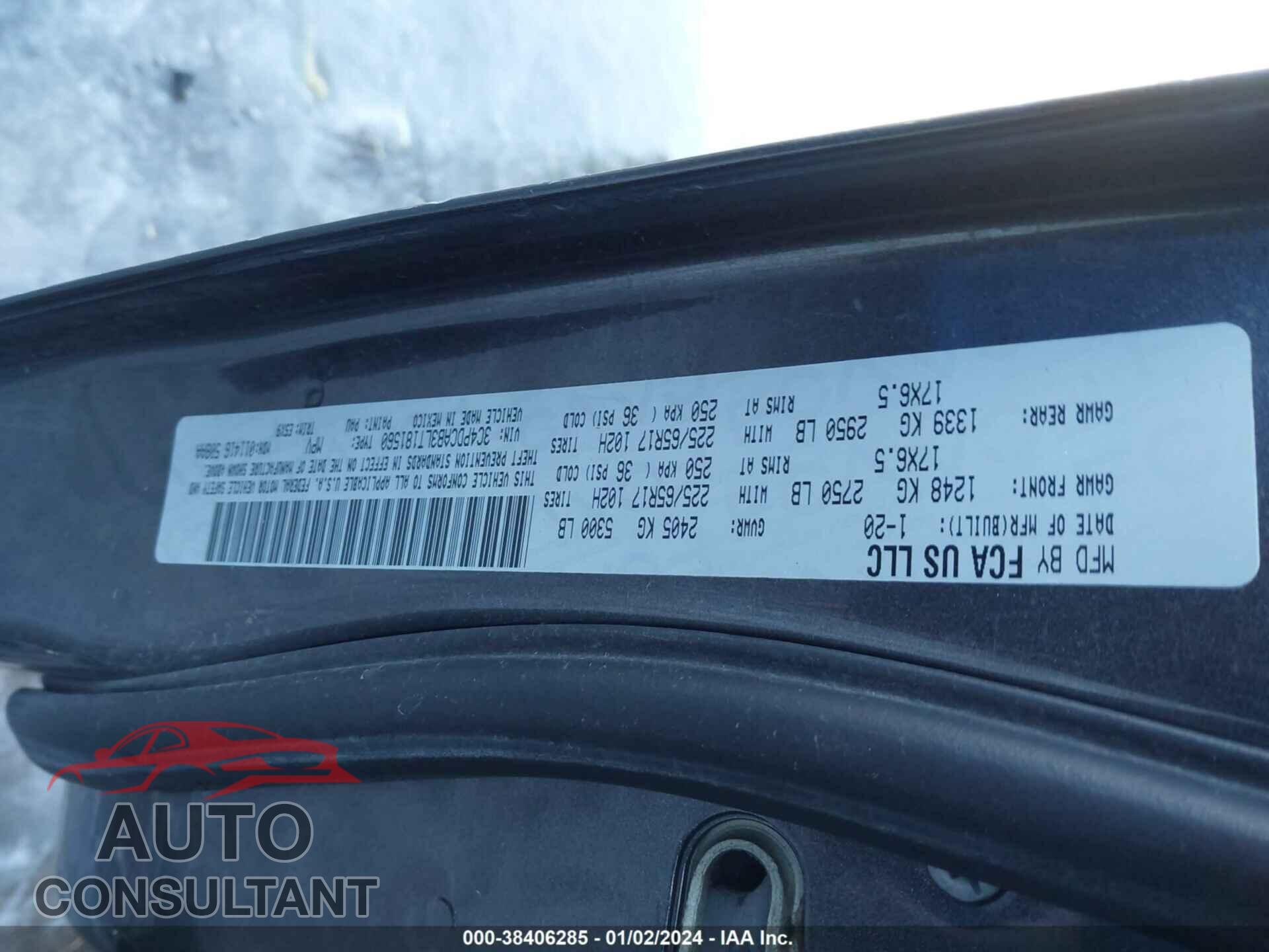 DODGE JOURNEY 2020 - 3C4PDCAB3LT181560