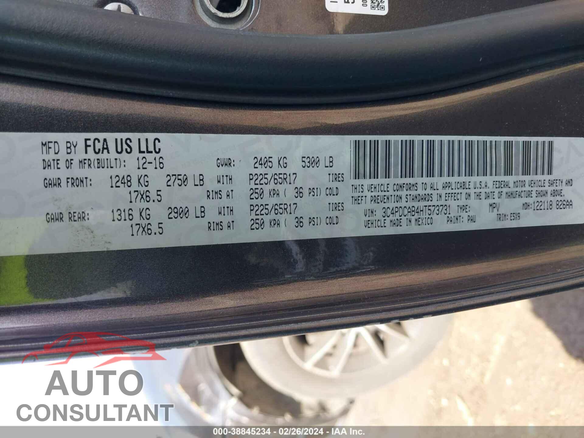 DODGE JOURNEY 2017 - 3C4PDCAB4HT573731