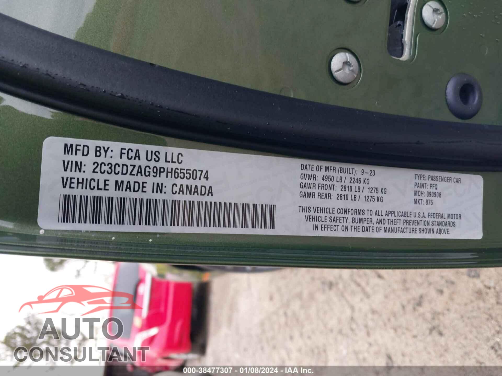 DODGE CHALLENGER 2023 - 2C3CDZAG9PH655074