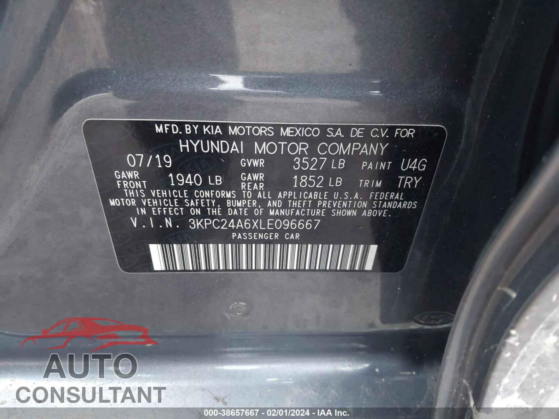 HYUNDAI ACCENT 2020 - 3KPC24A6XLE096667