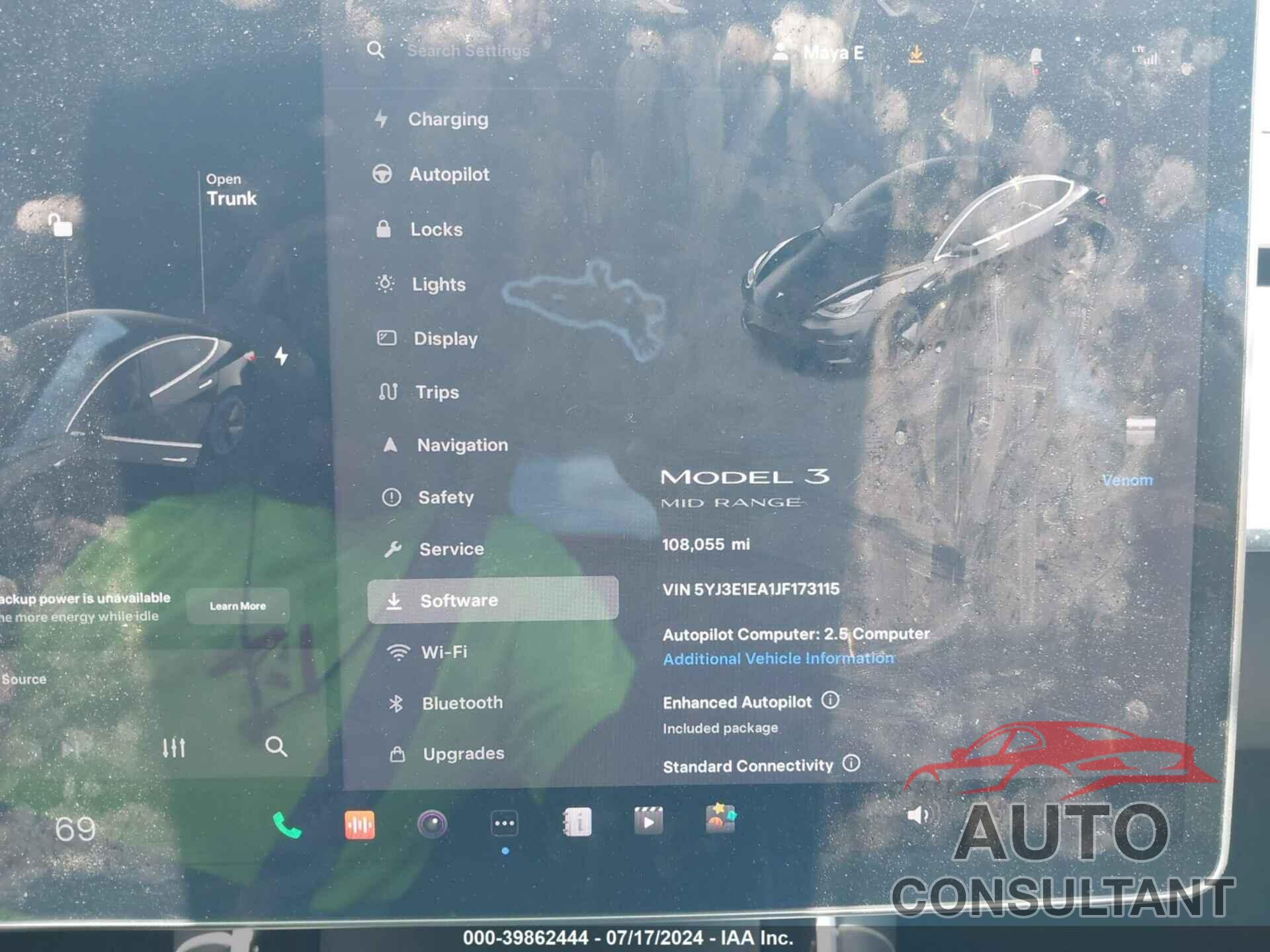 TESLA MODEL 3 2018 - 5YJ3E1EA1JF173115