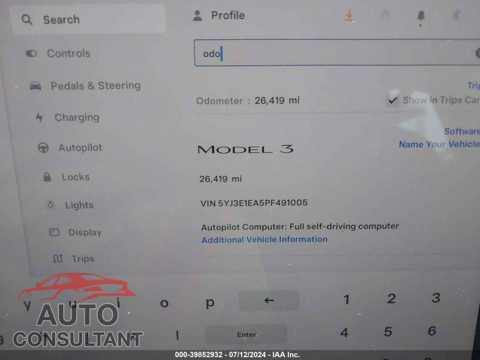 TESLA MODEL 3 2023 - 5YJ3E1EA5PF491005