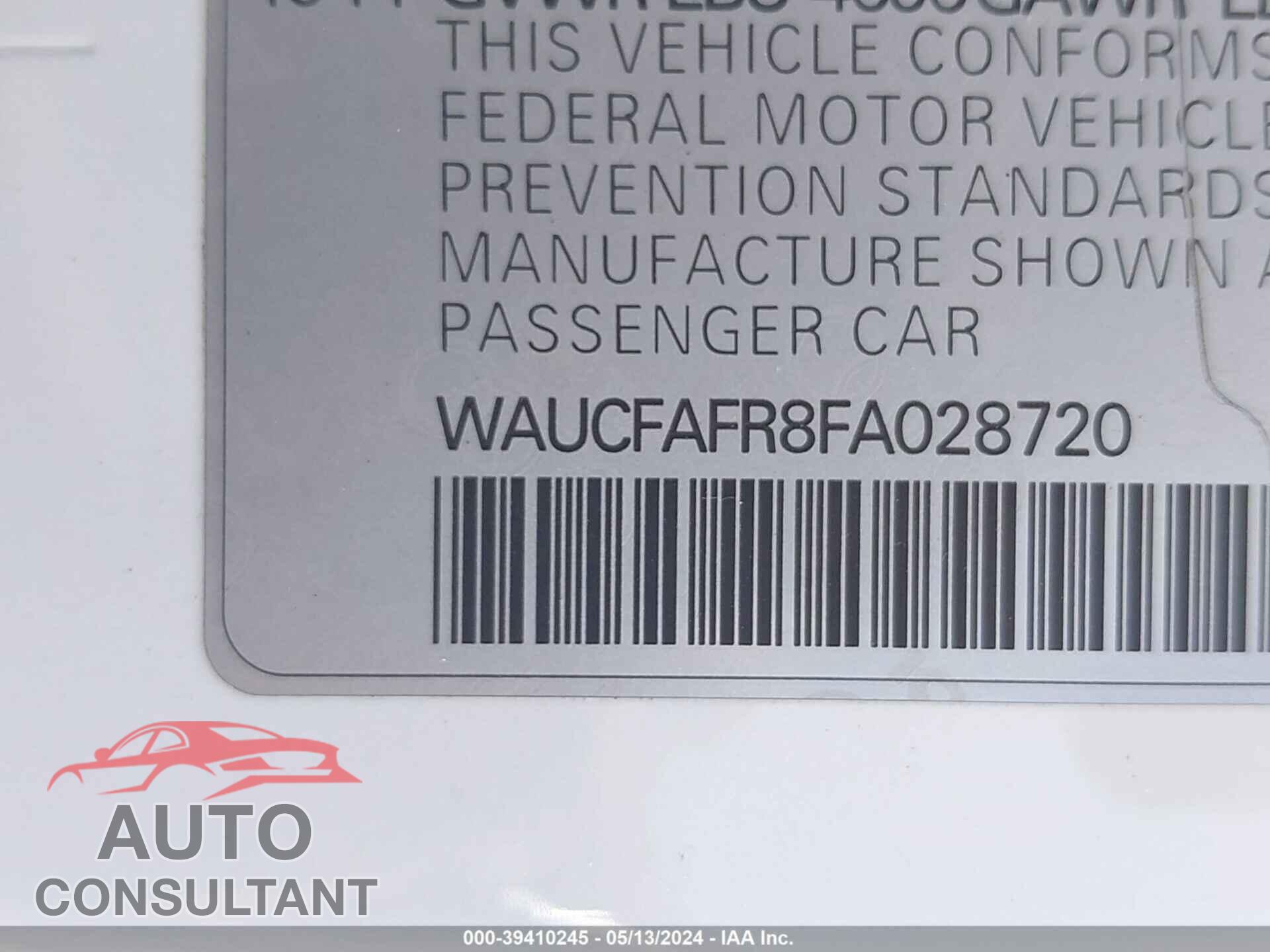 AUDI A5 2015 - WAUCFAFR8FA028720