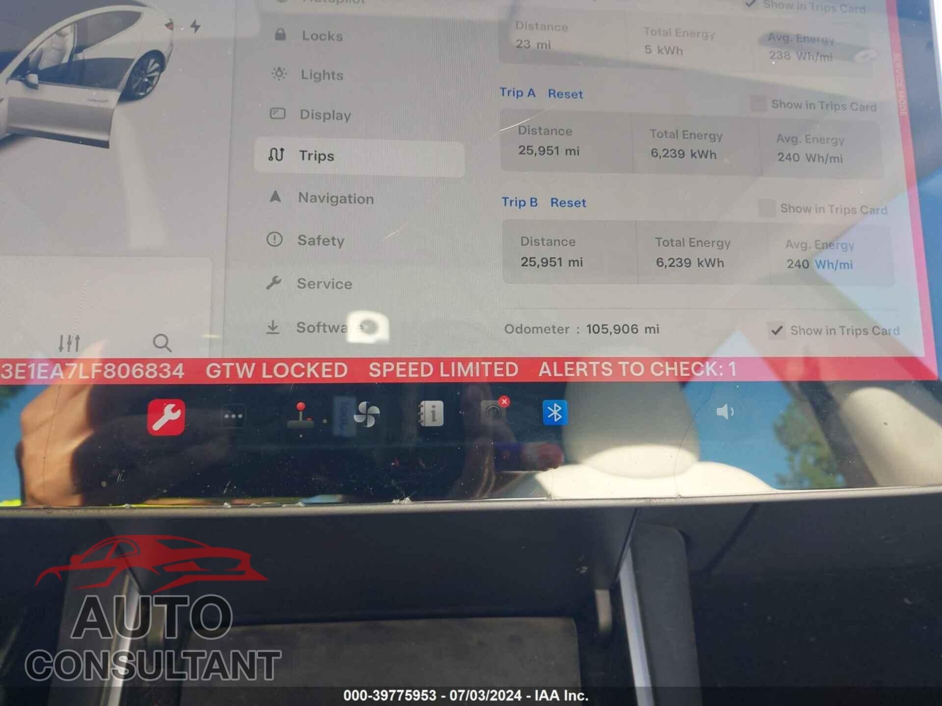 TESLA MODEL 3 2020 - 5YJ3E1EA7LF806834