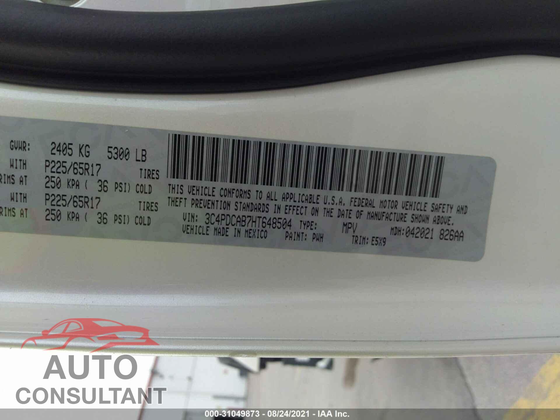 DODGE JOURNEY 2017 - 3C4PDCAB7HT648504