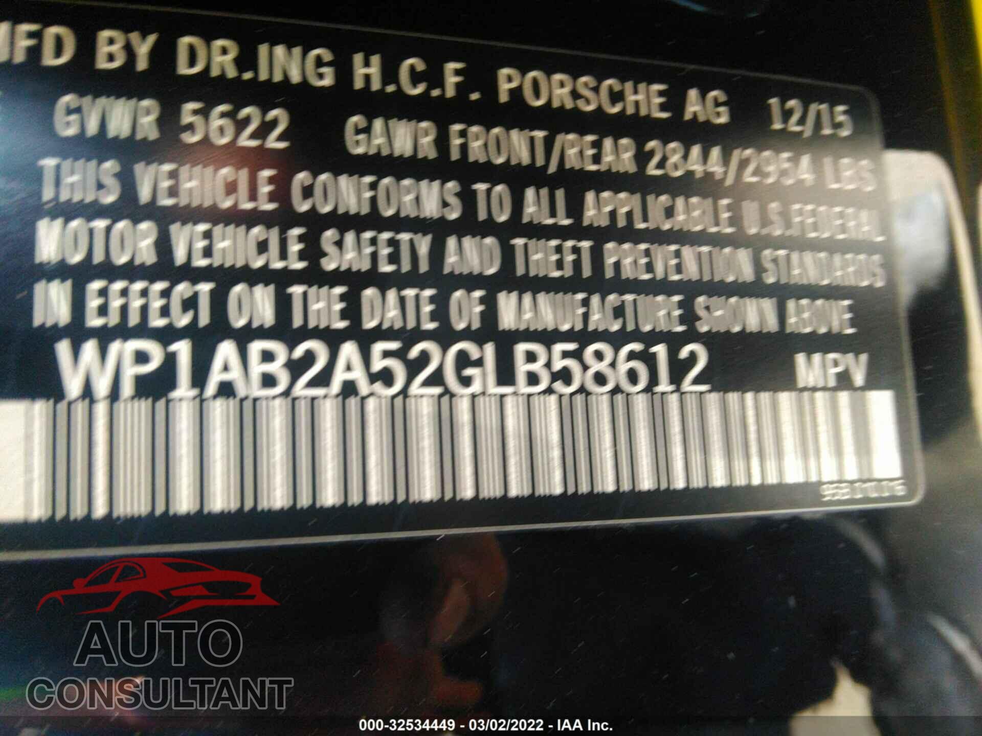 PORSCHE MACAN 2016 - WP1AB2A52GLB58612