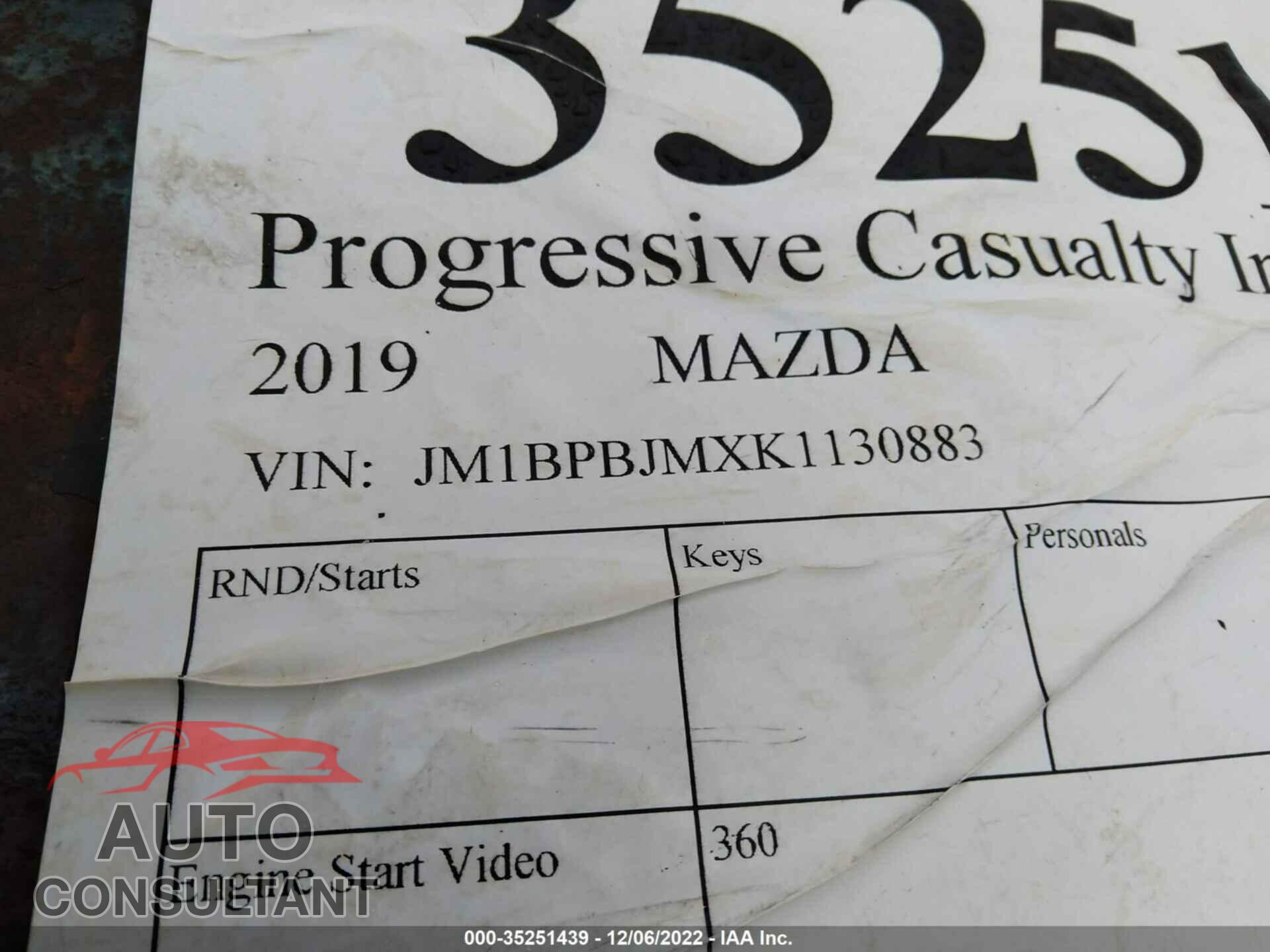 MAZDA MAZDA3 HATCHBACK 2019 - JM1BPBJMXK1130883