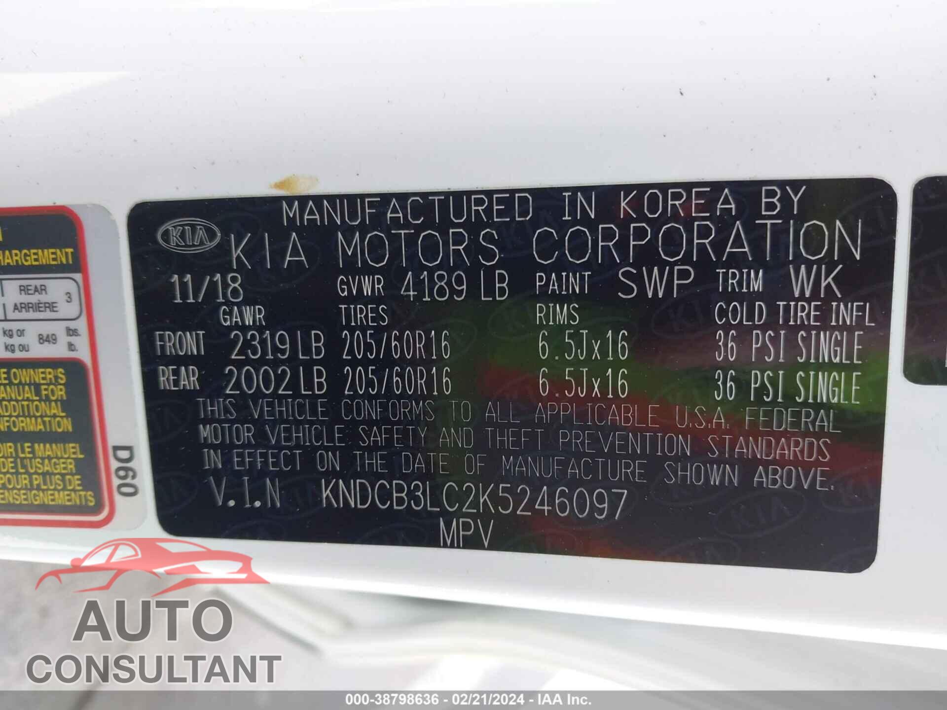 KIA NIRO 2019 - KNDCB3LC2K5246097