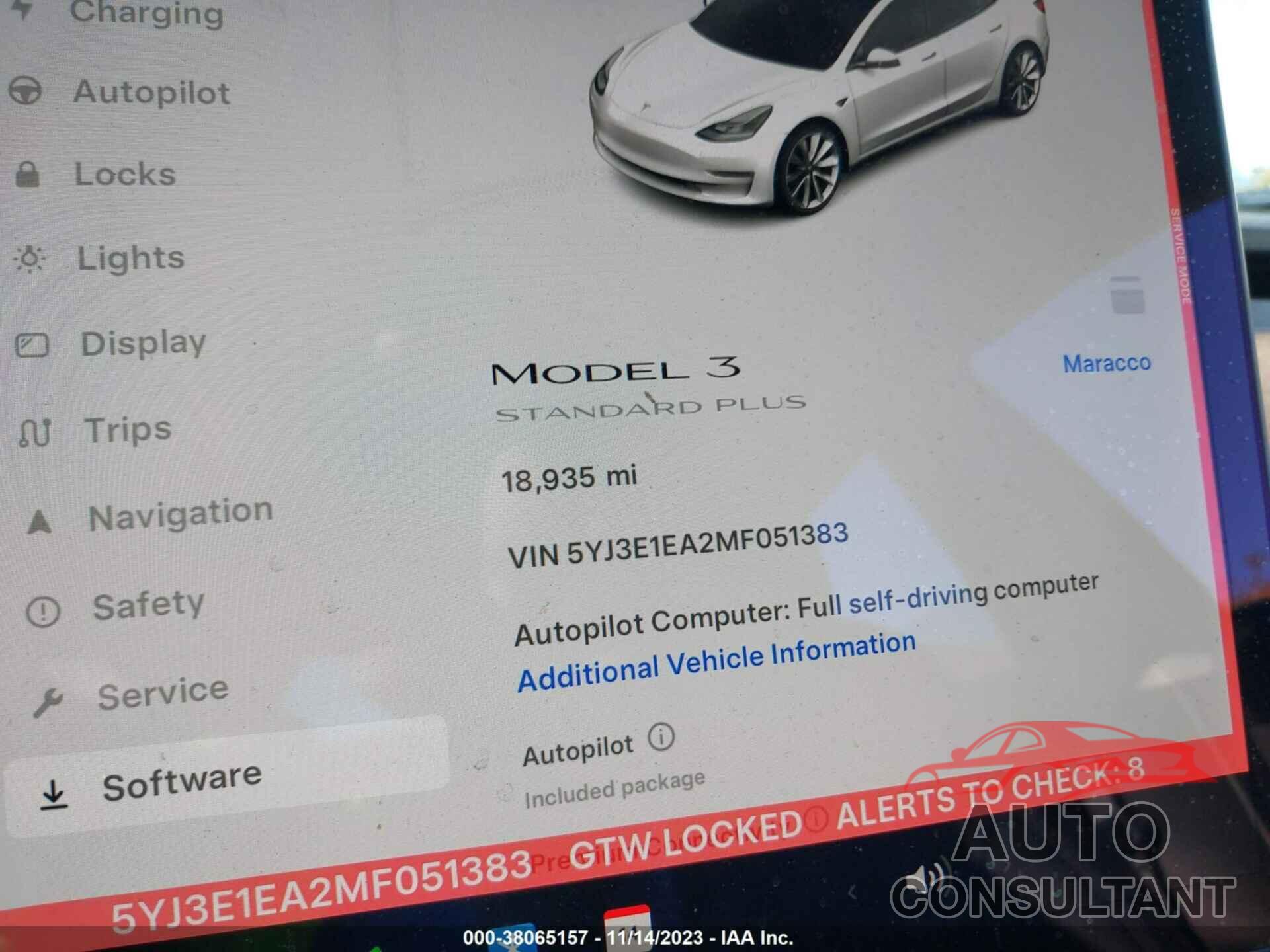 TESLA MODEL 3 2021 - 5YJ3E1EA2MF051383